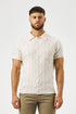 HABER KNITWEAR CABLE KNIT POLO SHIRT - CREAM