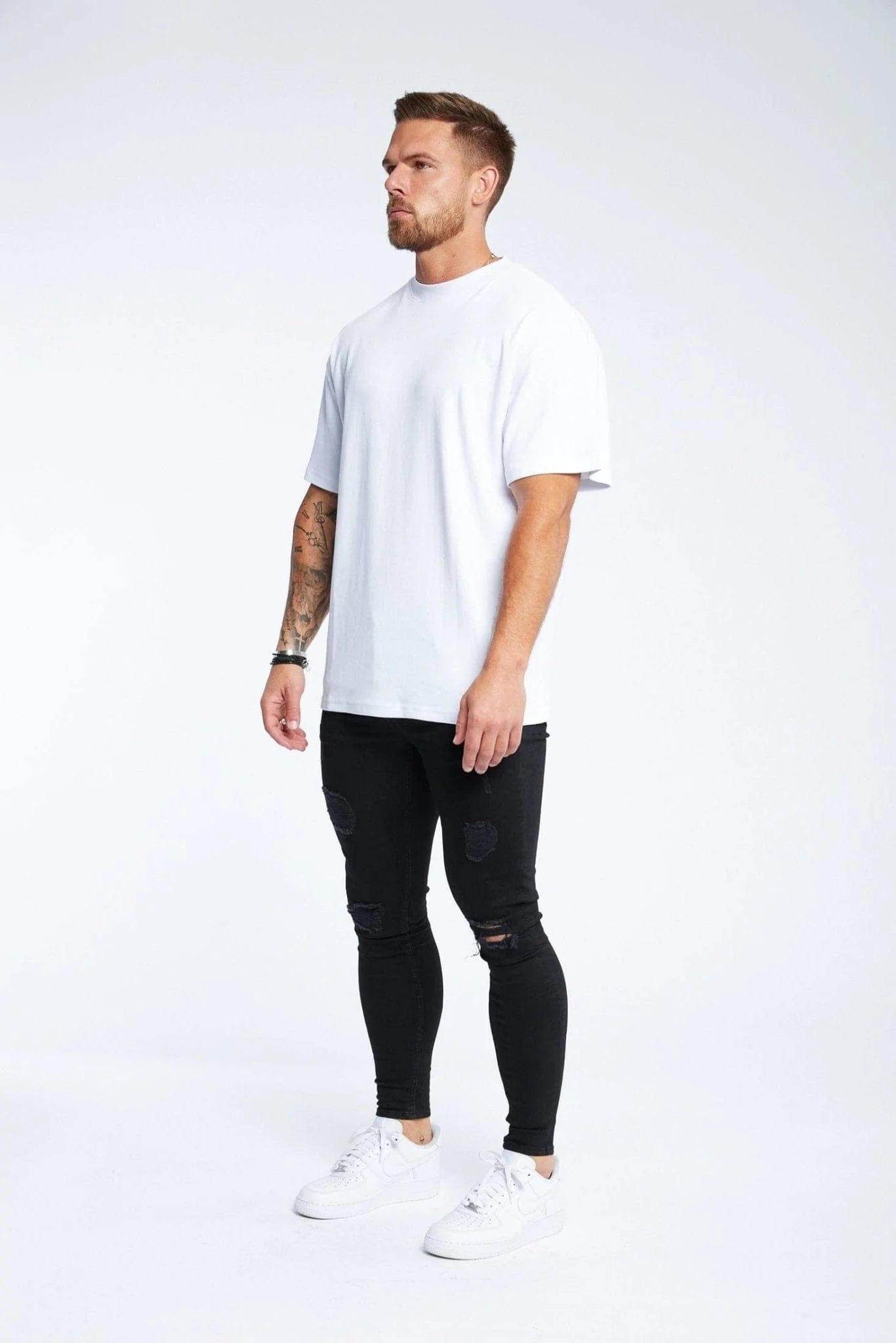 HABER T-SHIRT LEGEND* BASICS OVERSIZED T-SHIRT - WHITE