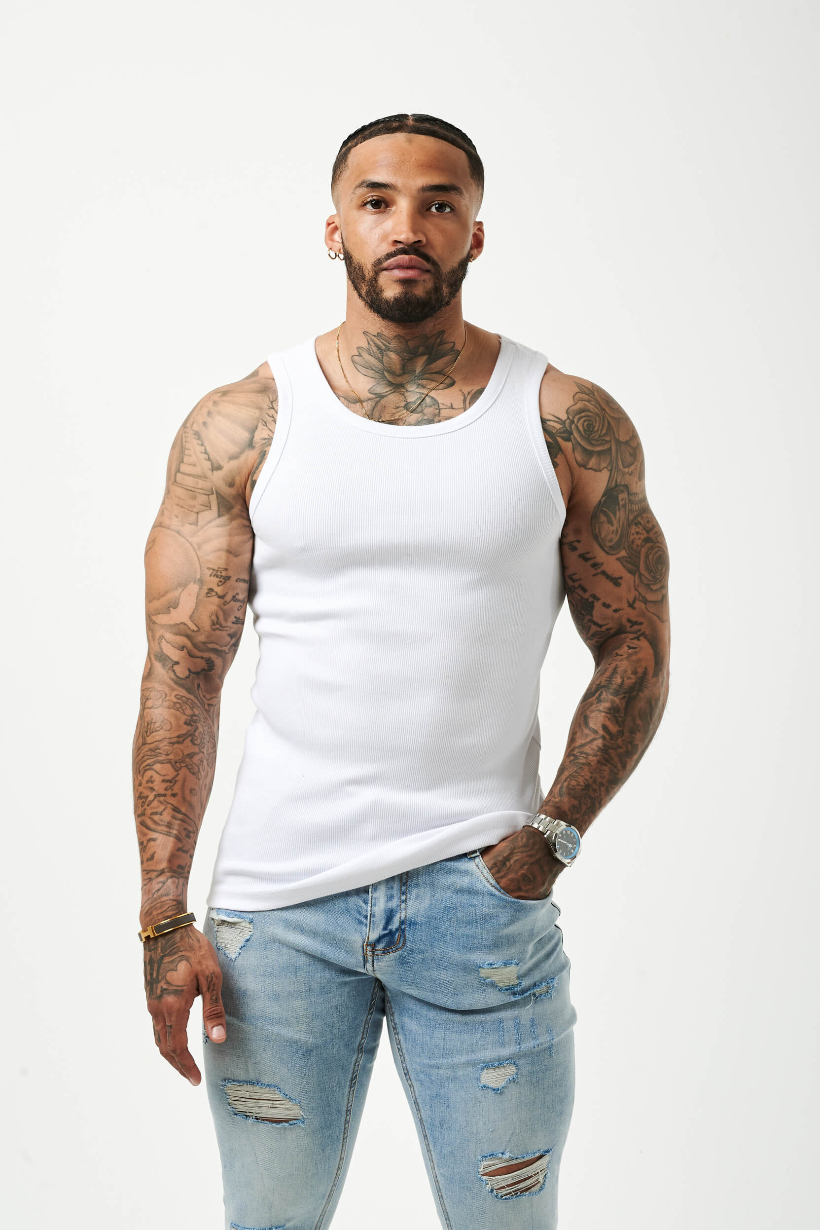 HABER Vest RIBBED VEST - WHITE