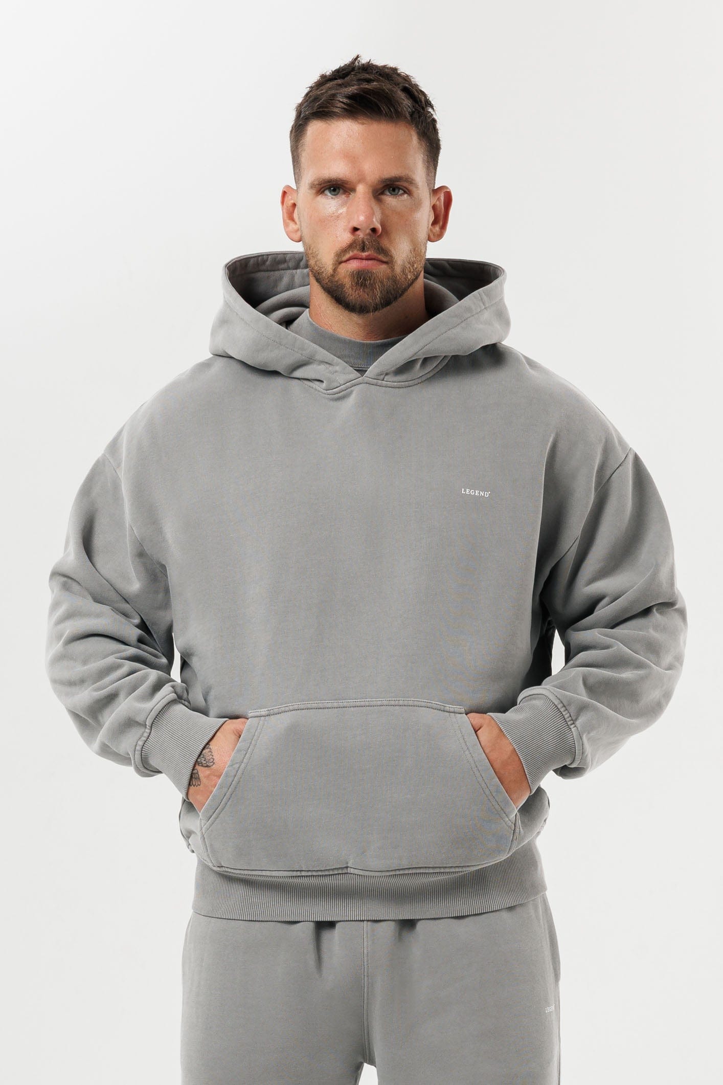 LEGEND LONDON Hoodie HOODIE - WASHED GREY