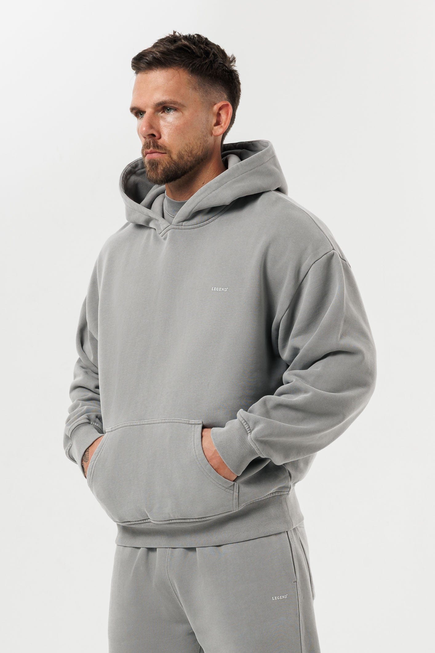 LEGEND LONDON Hoodie HOODIE - WASHED GREY