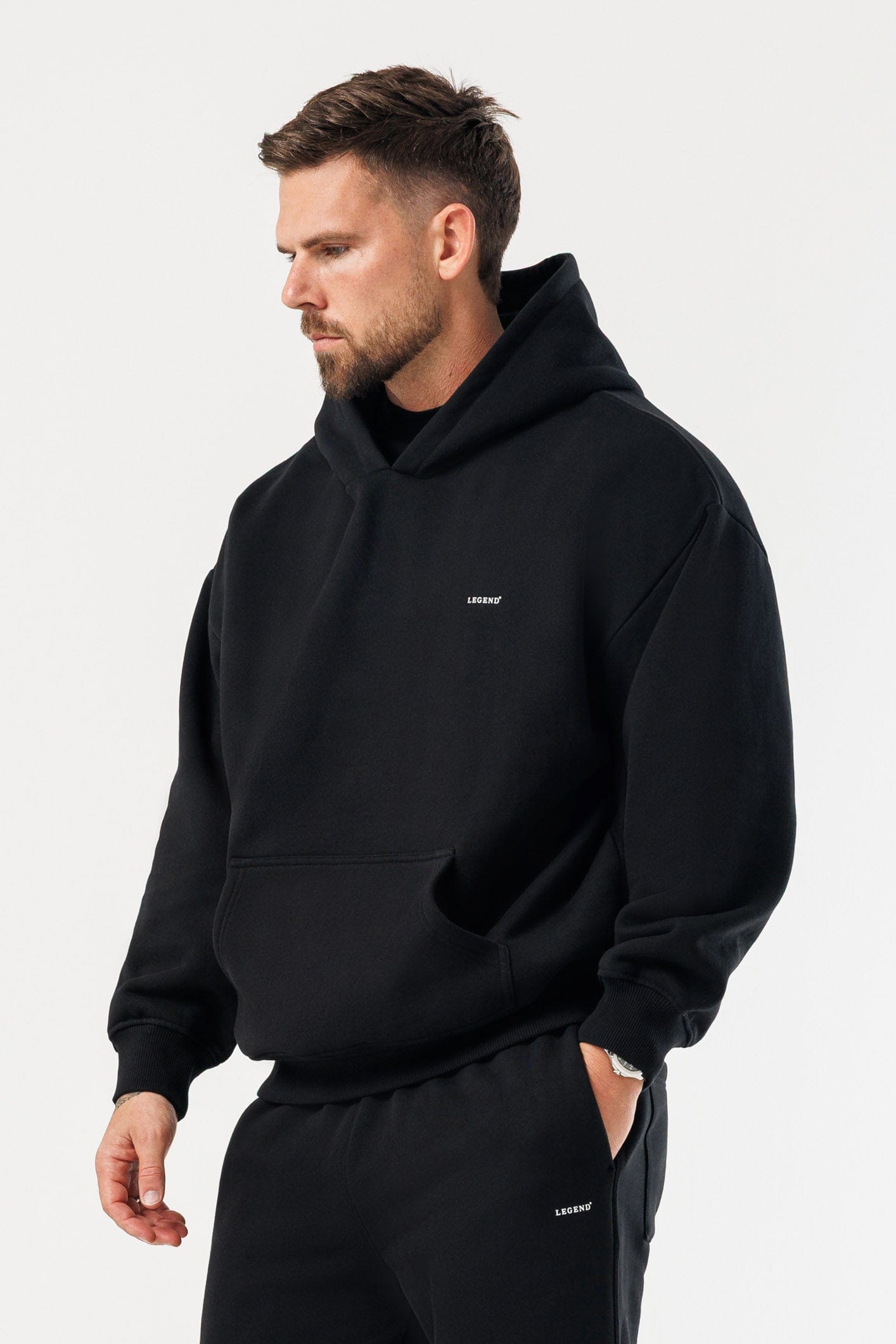 LEGEND LONDON Hoodie - PRINT PRINT HOODIE - BLACK