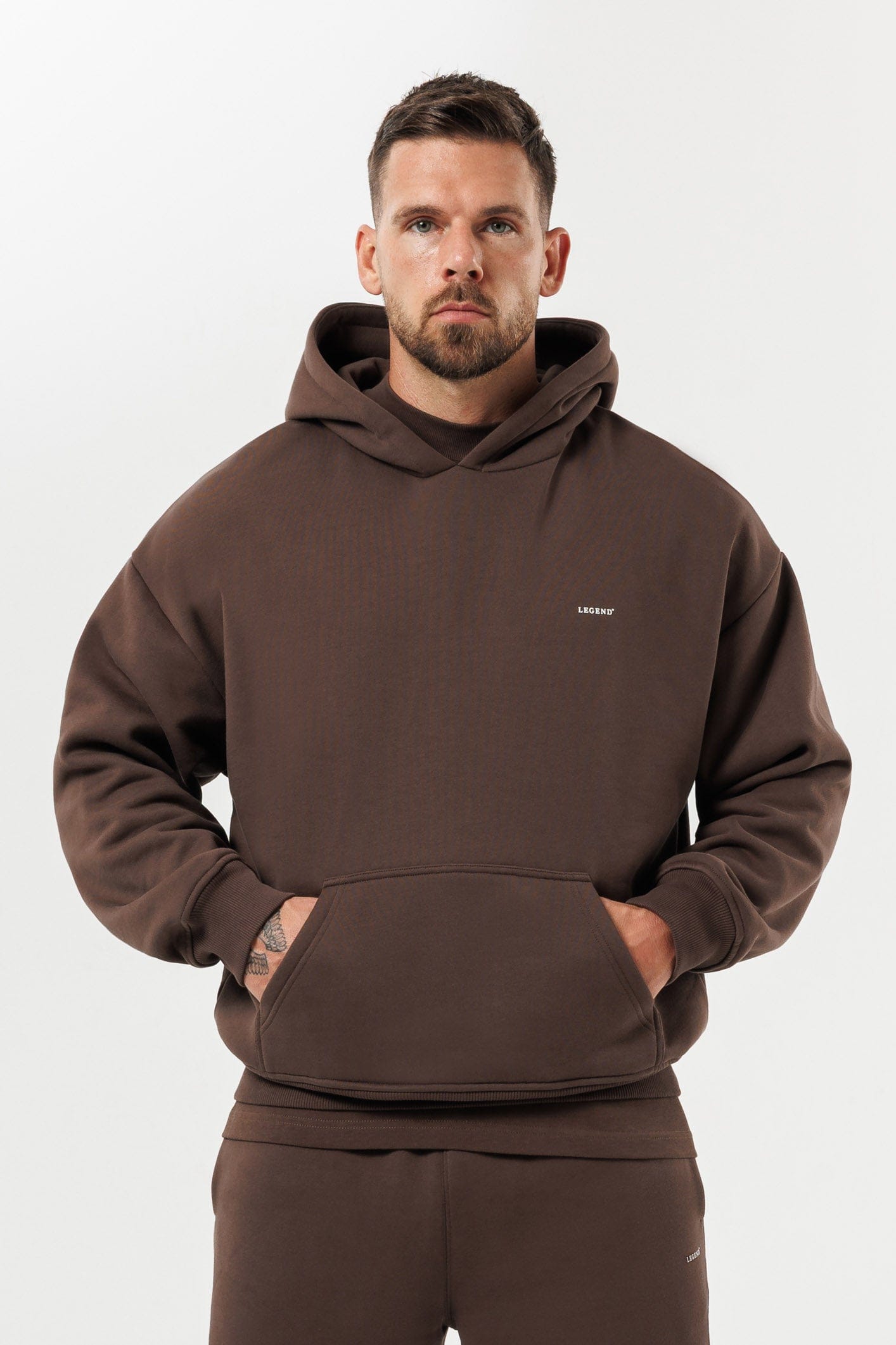 LEGEND LONDON Hoodie - PRINT PRINT HOODIE - BROWN