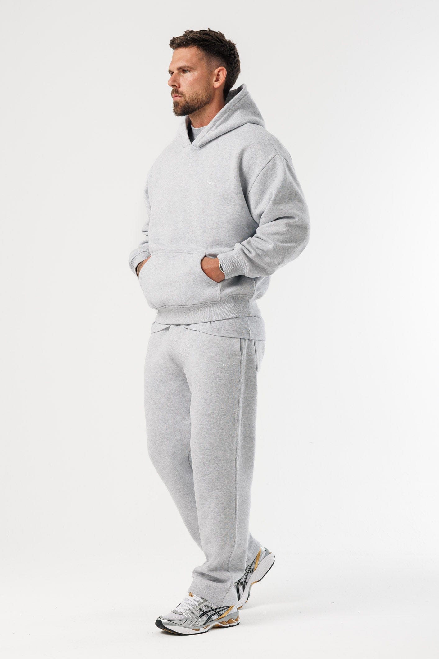 LEGEND LONDON Hoodie - PRINT PRINT HOODIE - GREY MARL