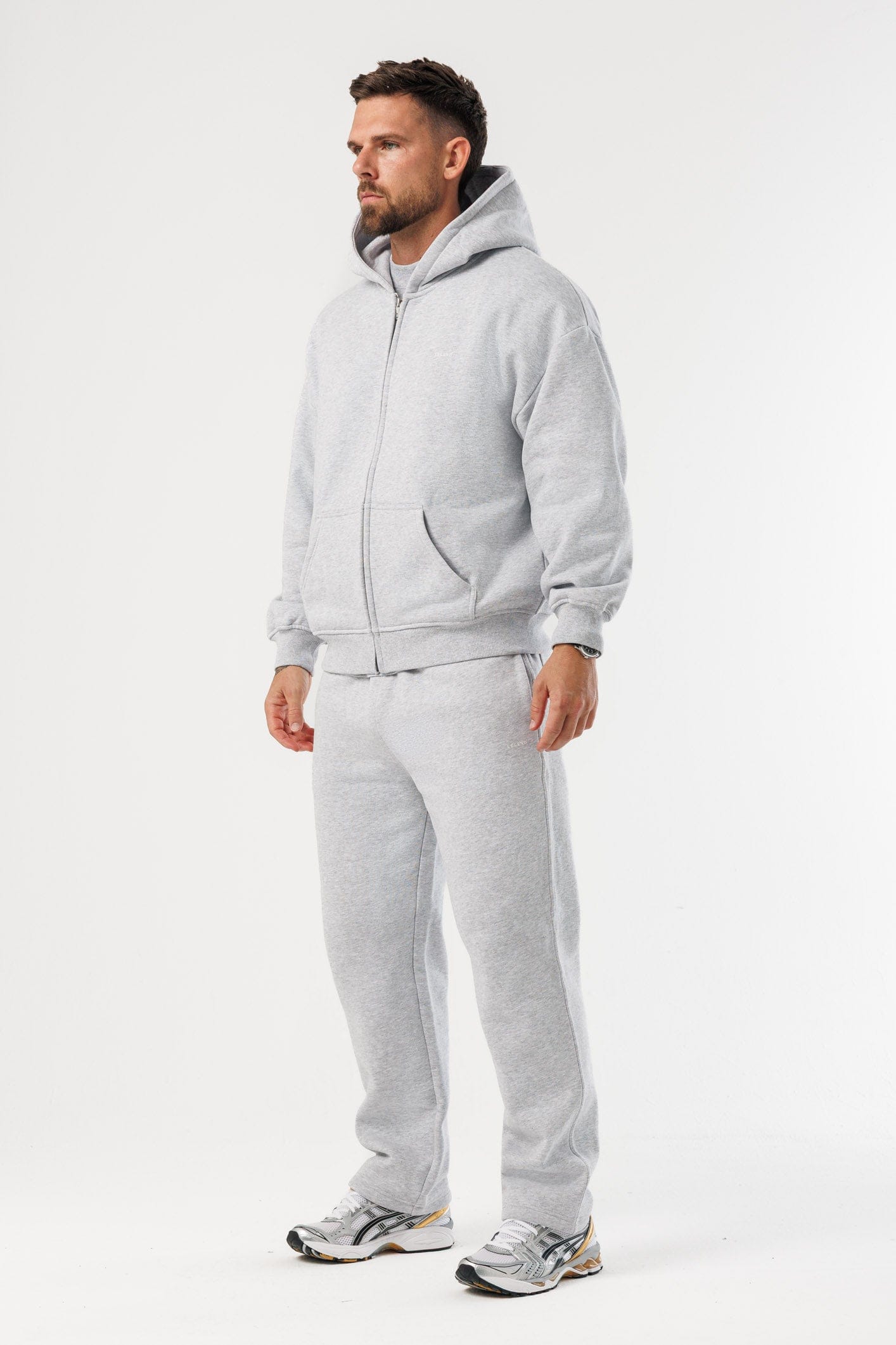 LEGEND LONDON Hoodie - ZIPPED ZIPPED HOODIE - GREY MARL