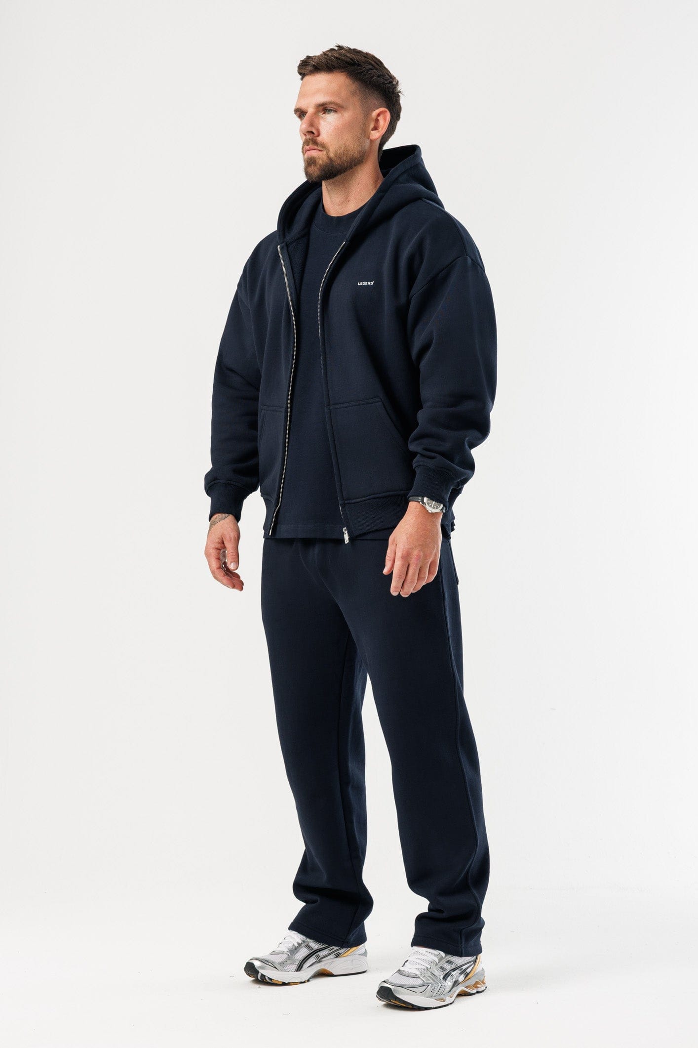 LEGEND LONDON Hoodie - ZIPPED ZIPPED HOODIE - NAVY