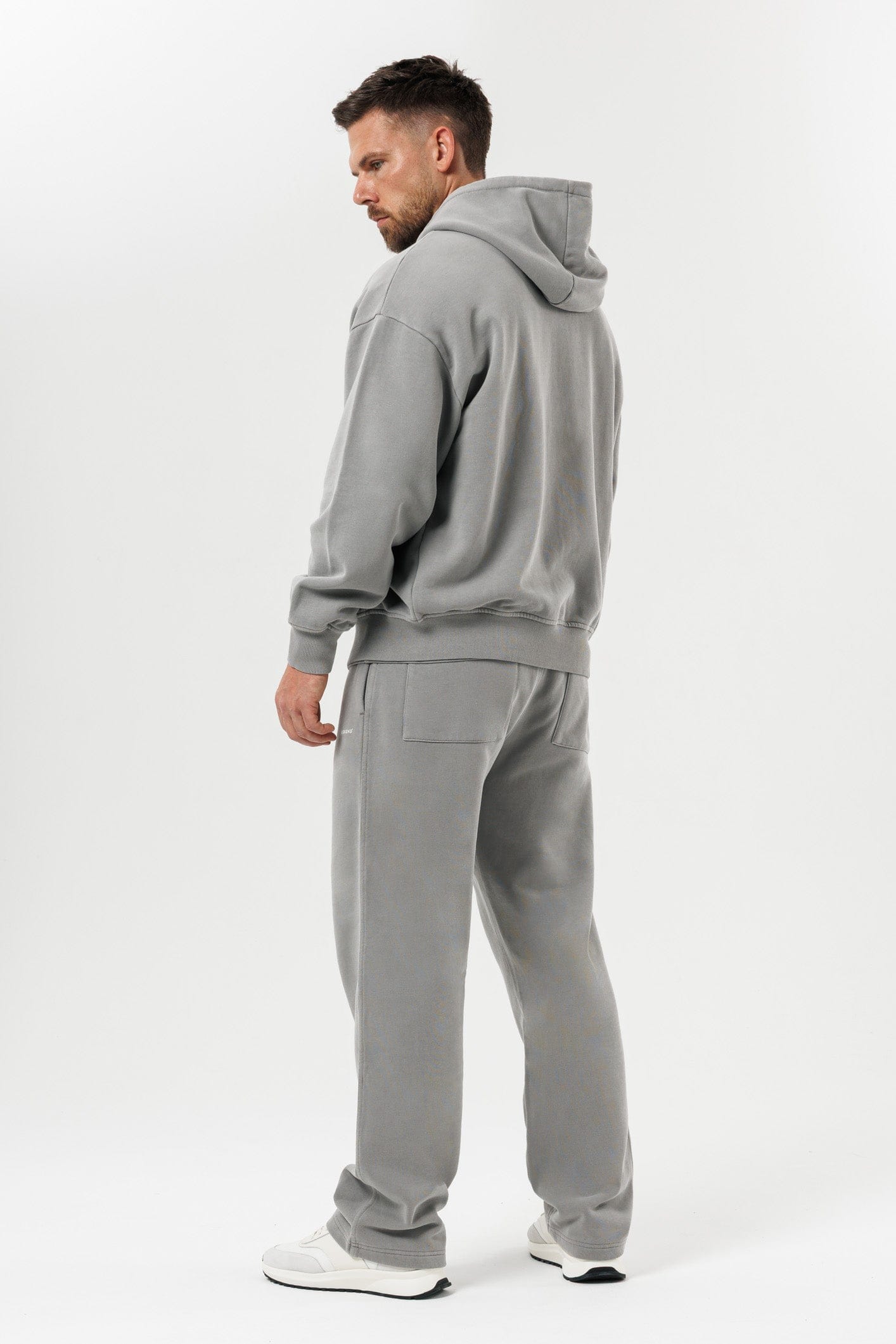 LEGEND LONDON Hoodie - ZIPPED ZIPPED HOODIE - WASHED GREY