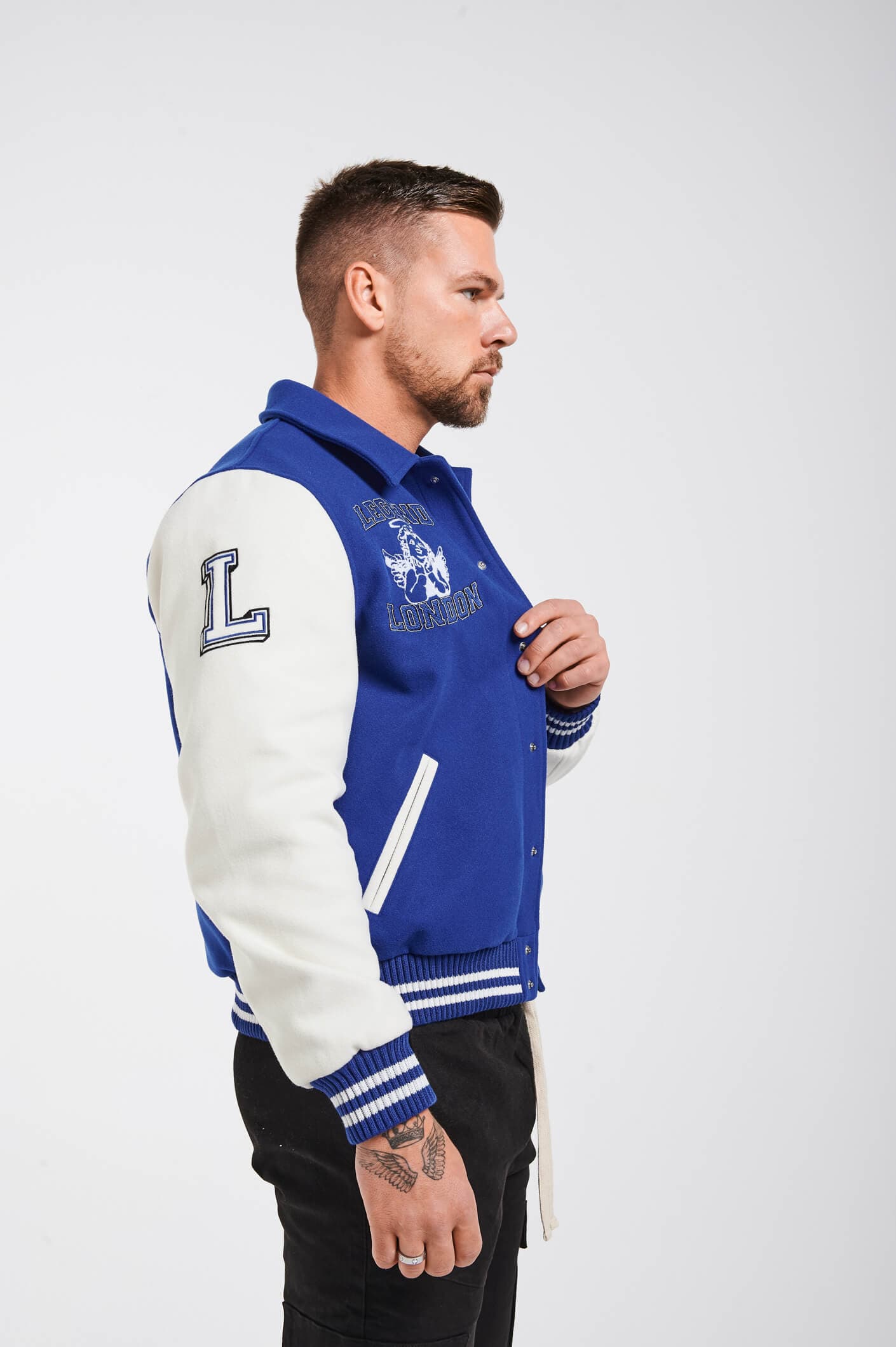 Legend London Jackets ANGELS VARSITY JACKET - BLUE AND WHITE