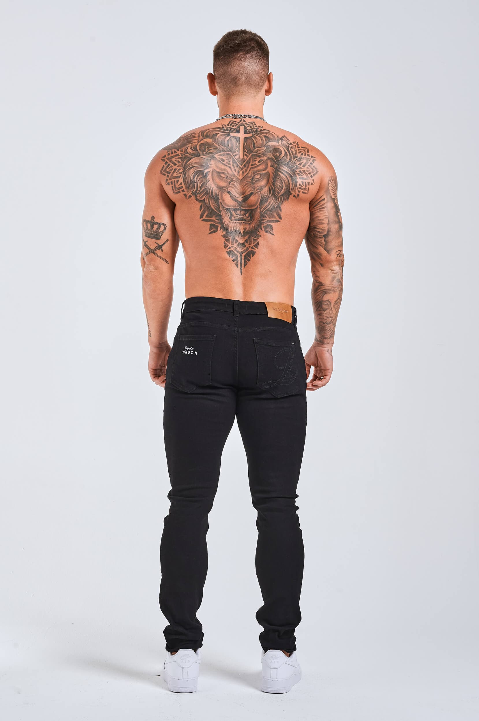 Legend London Jeans - slim 2.0 SLIM FIT JEANS 2.0 EMBROIDERED PRINTED DENIM - BLACK