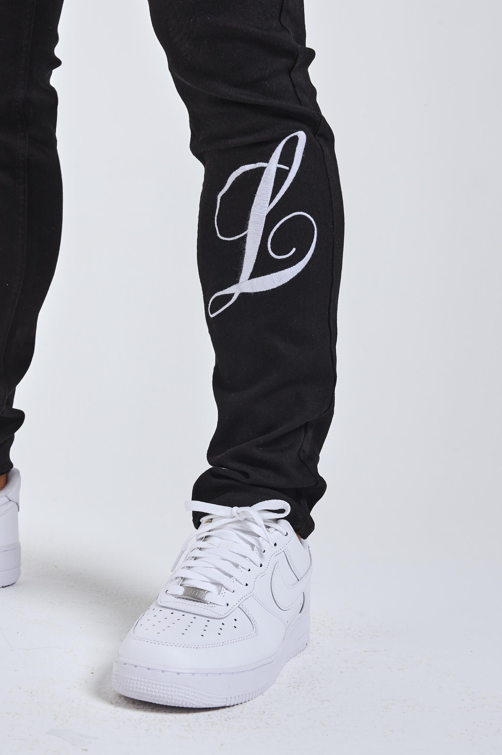 Legend London Jeans - slim 2.0 SLIM FIT JEANS 2.0 EMBROIDERED PRINTED DENIM - BLACK