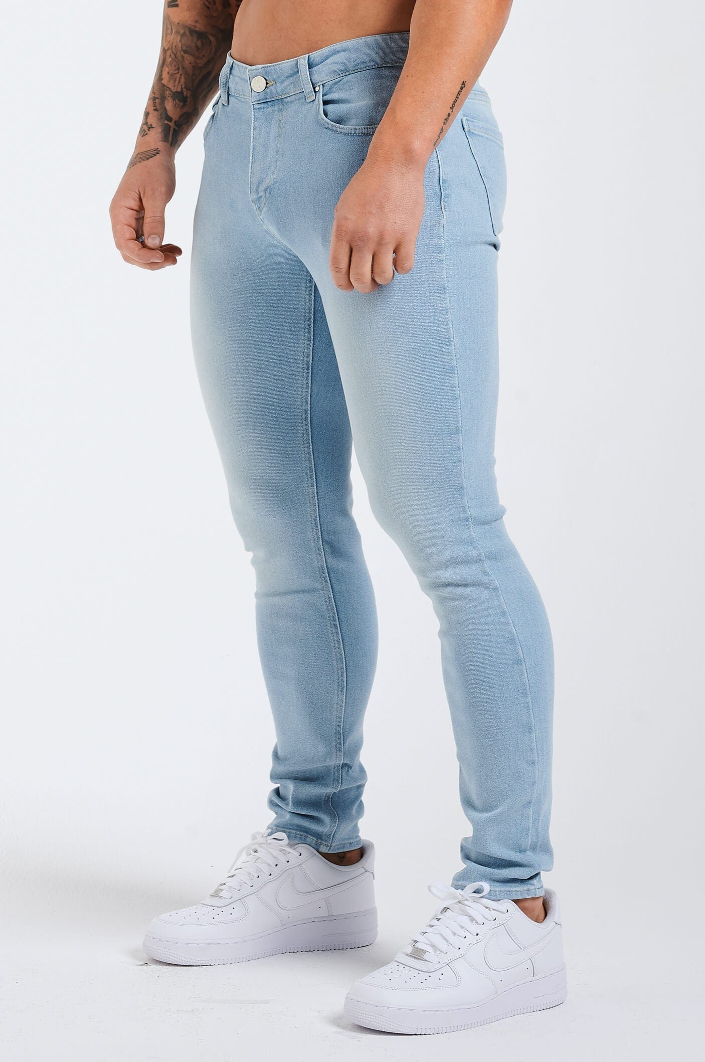 SLIM FIT JEANS PALE LIGHT BLUE – Legend London