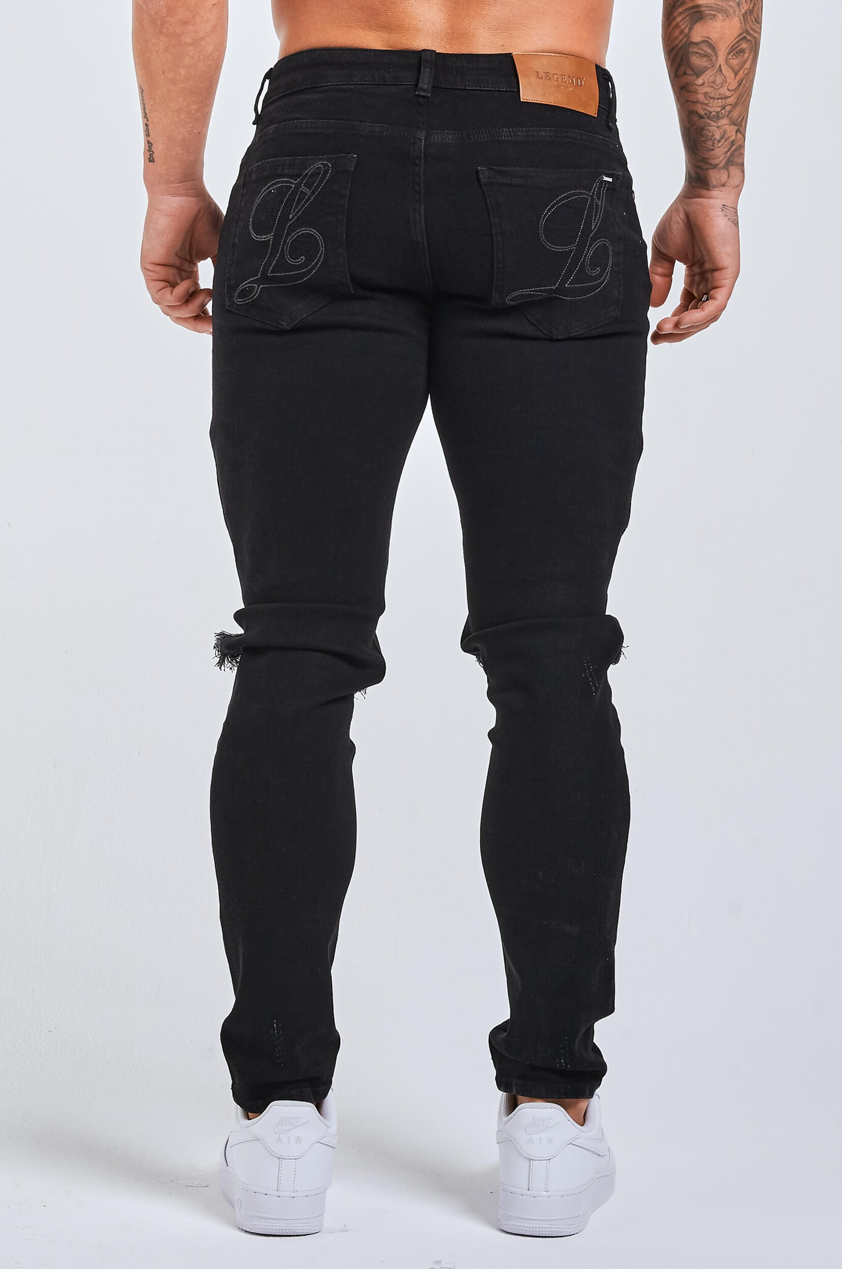 Legend London Jeans - slim 2.0 SLIM FIT JEANS 2.0 RIPPED & REPAIRED - BLACK