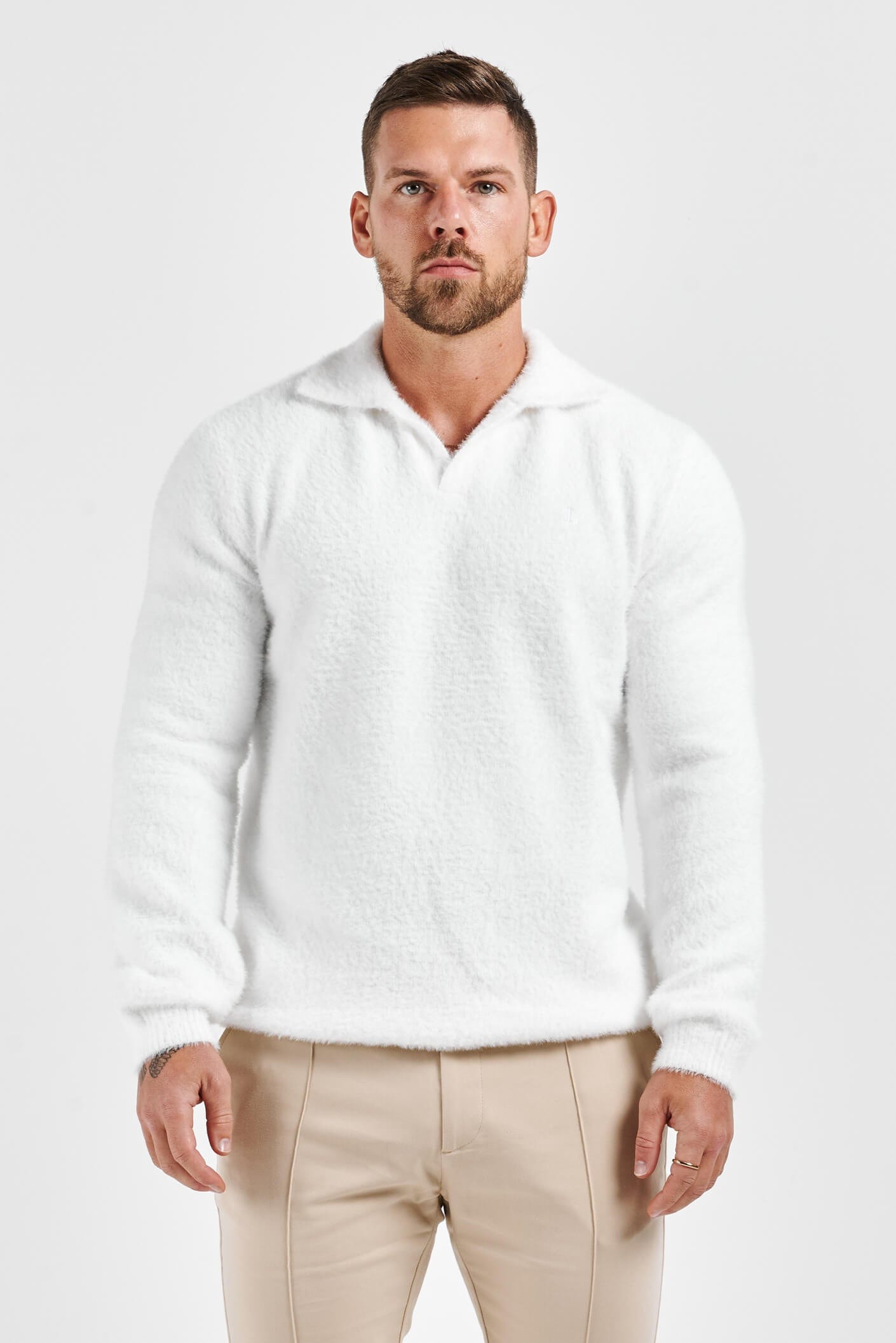 Legend London KNITWEAR BRUSHED POLO - CREAM