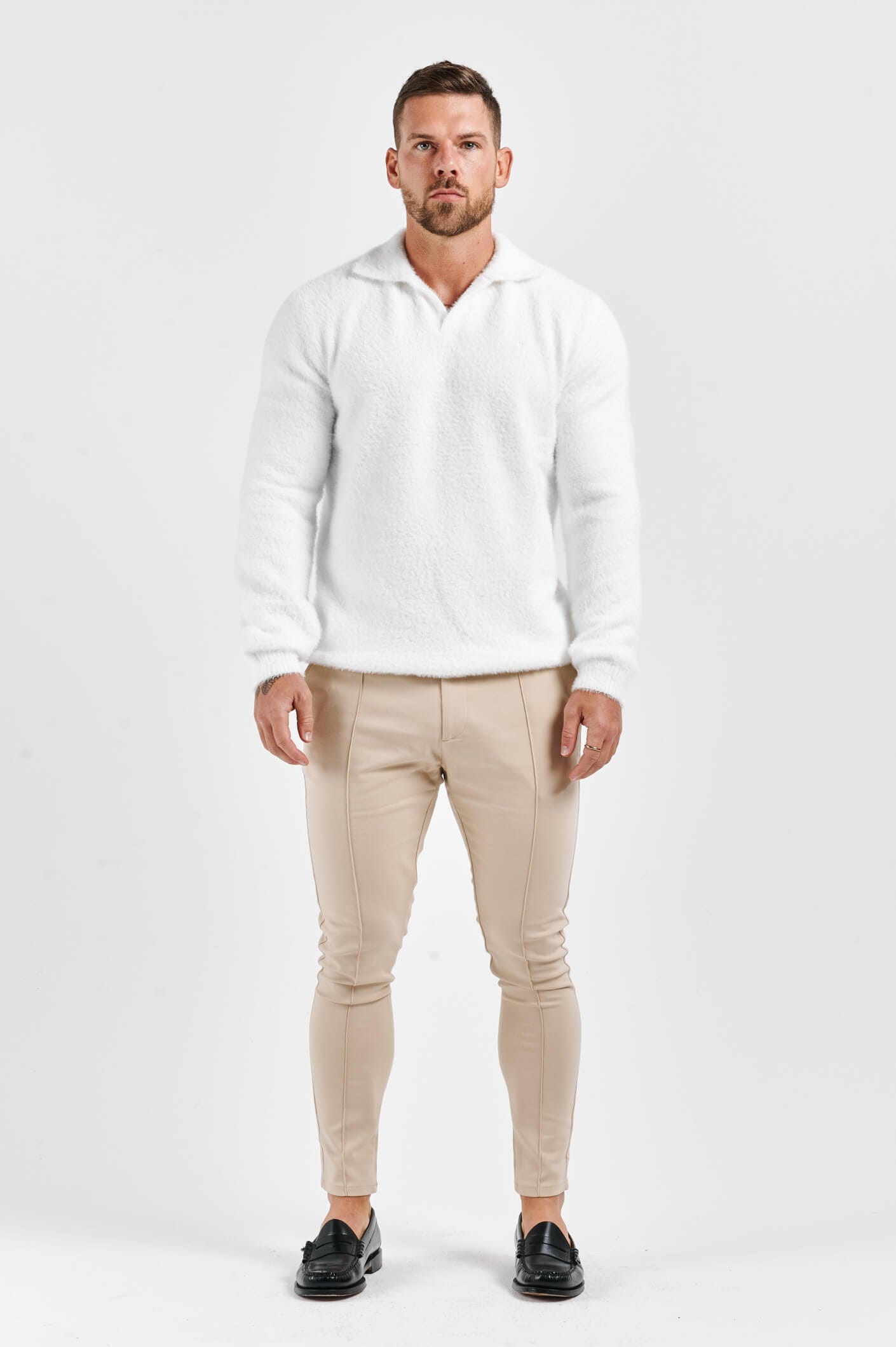 Legend London KNITWEAR BRUSHED POLO - CREAM