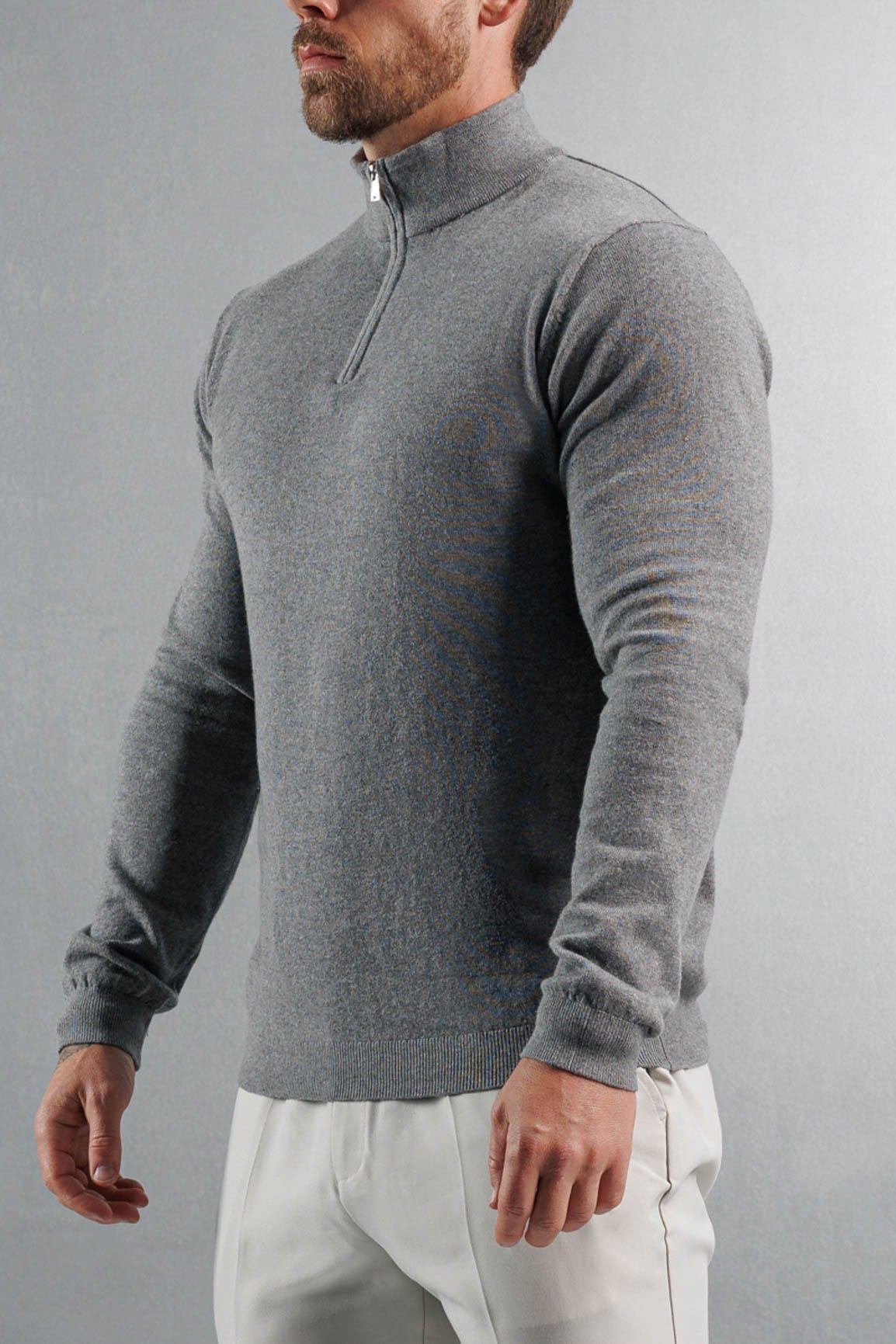 Legend London KNITWEAR KNIT QUARTER ZIP SWEATER - GREY