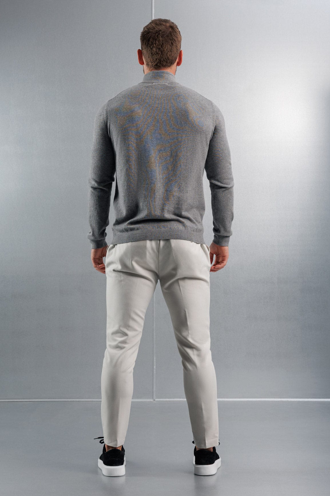 Legend London KNITWEAR KNIT QUARTER ZIP SWEATER - GREY