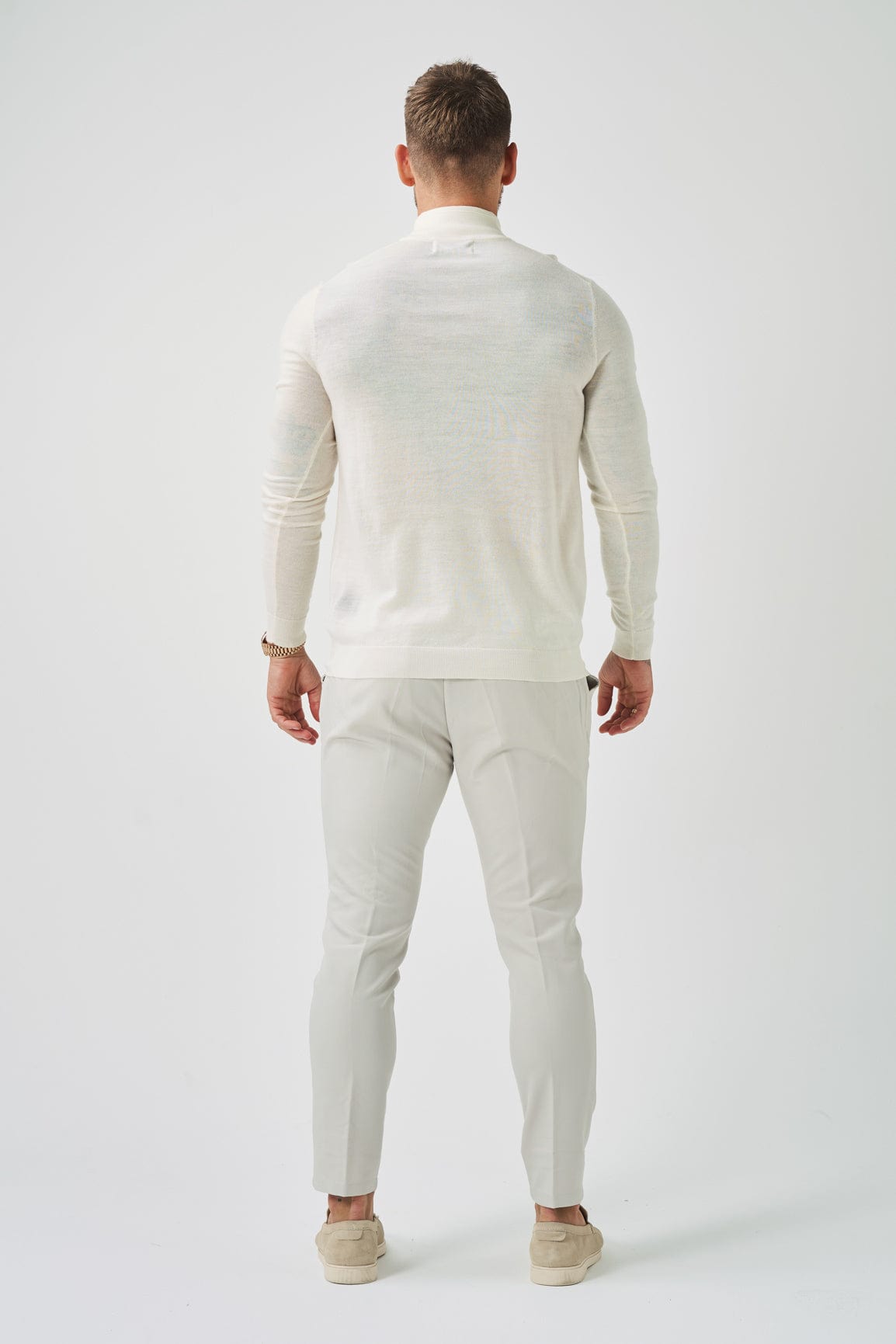 Legend London KNITWEAR KNIT QUARTER ZIP SWEATER - OFF WHITE