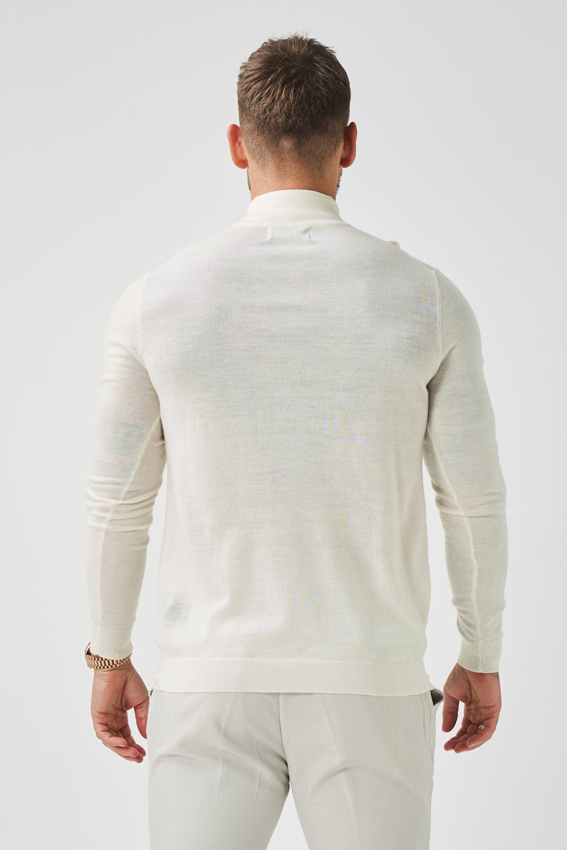 Legend London KNITWEAR KNIT QUARTER ZIP SWEATER - OFF WHITE