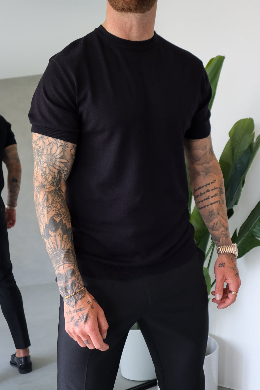 Legend London KNITWEAR KNIT T-SHIRT - BLACK