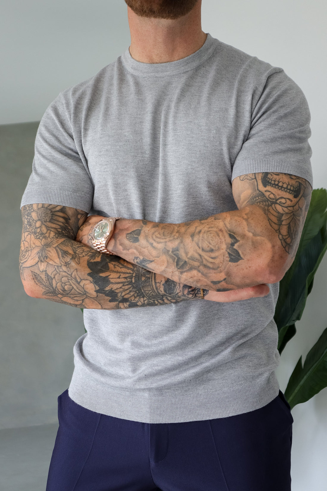 Legend London KNITWEAR KNIT T-SHIRT - GREY