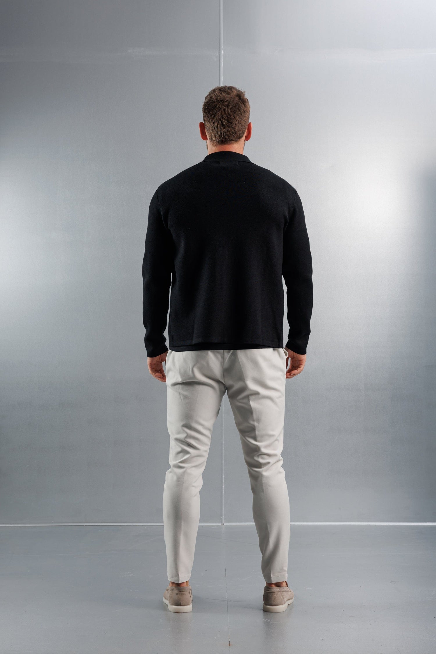 Legend London KNITWEAR KNITTED ZIP UP CARDIGAN - BLACK