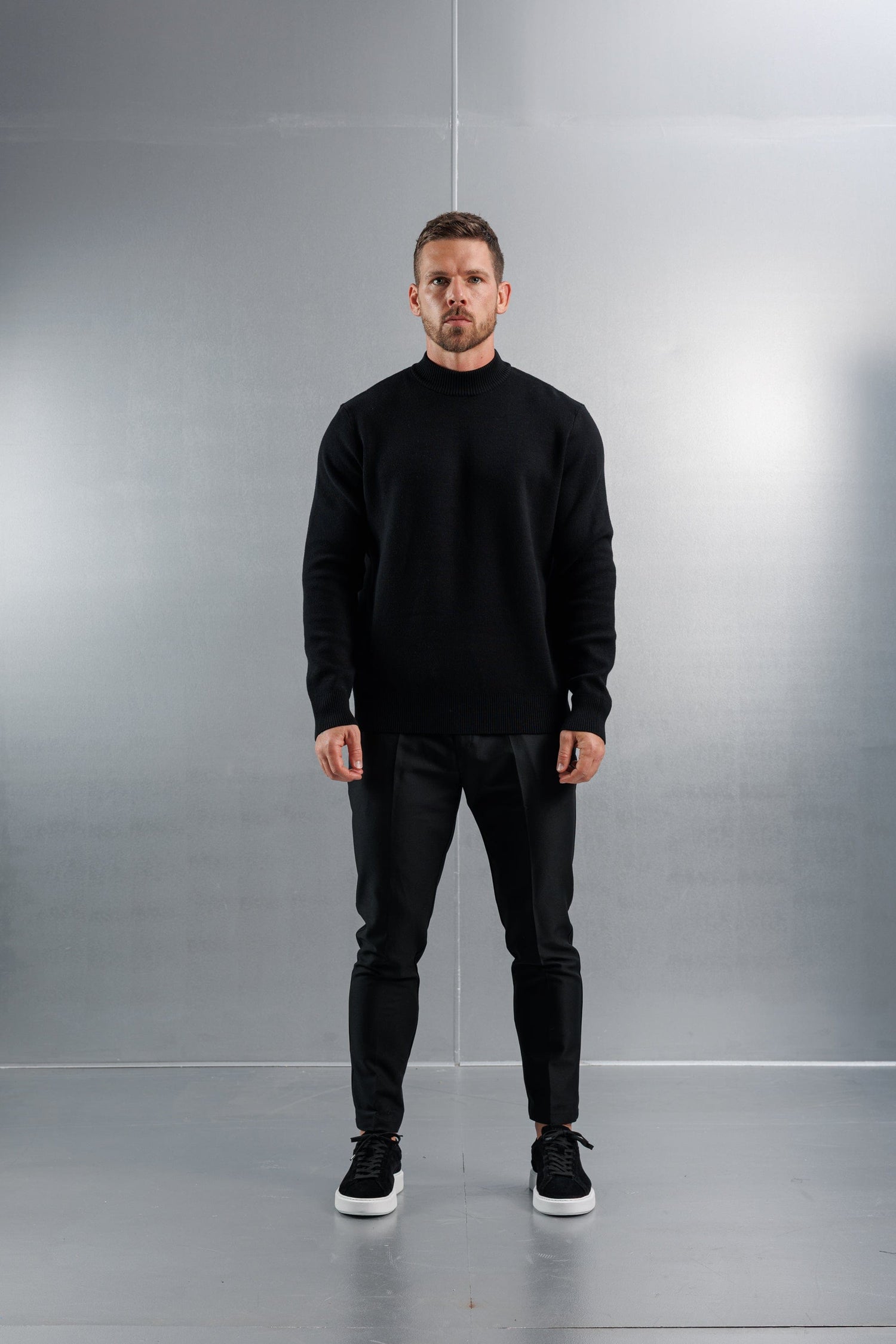 Legend London KNITWEAR MOCK NECK SWEATER - BLACK