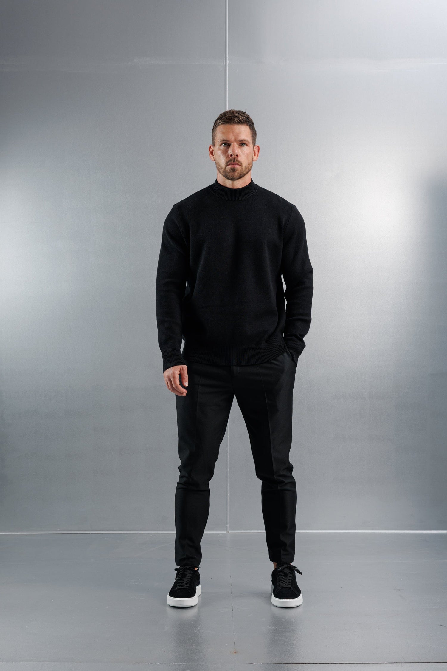 Legend London KNITWEAR MOCK NECK SWEATER - BLACK