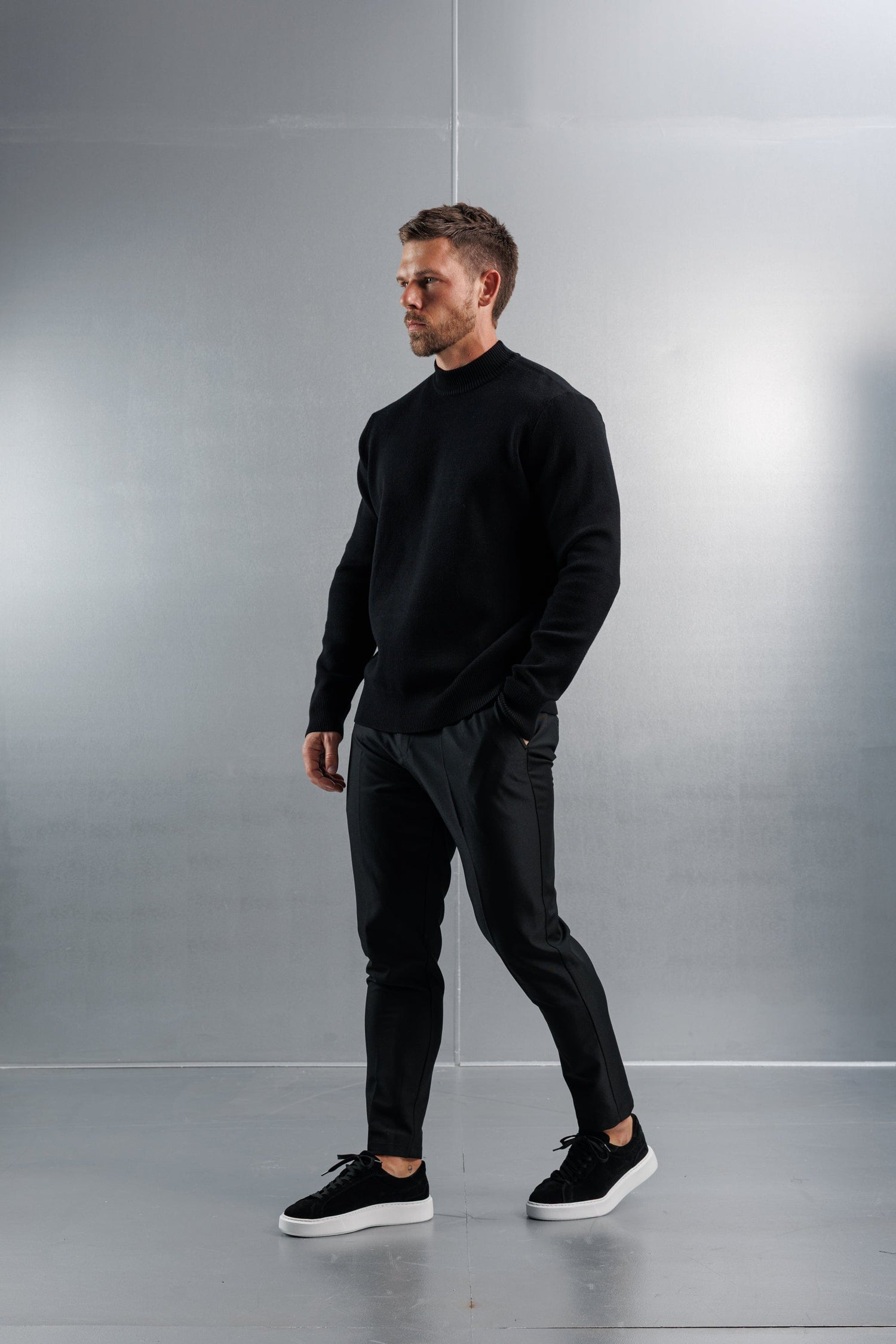 Legend London KNITWEAR MOCK NECK SWEATER - BLACK