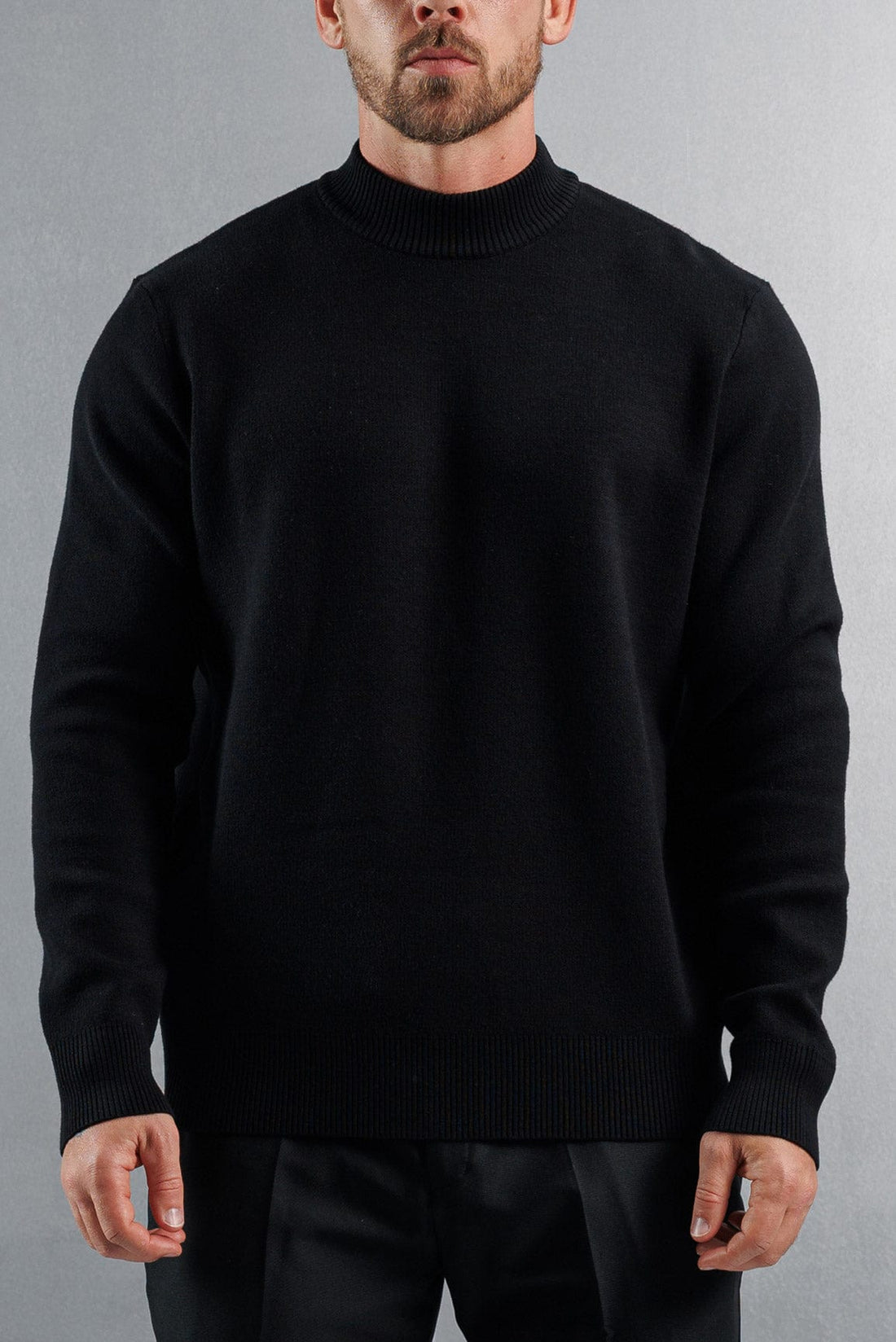 Legend London KNITWEAR MOCK NECK SWEATER - BLACK