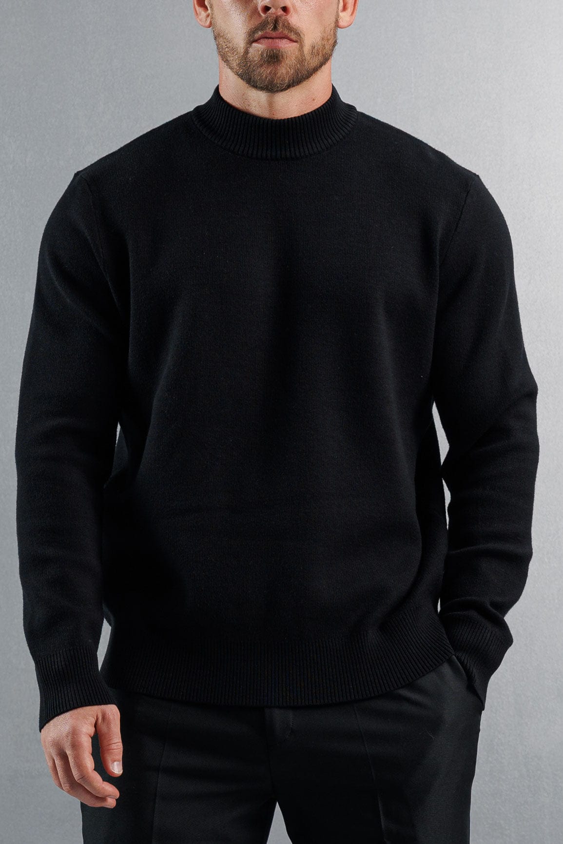 Legend London KNITWEAR MOCK NECK SWEATER - BLACK