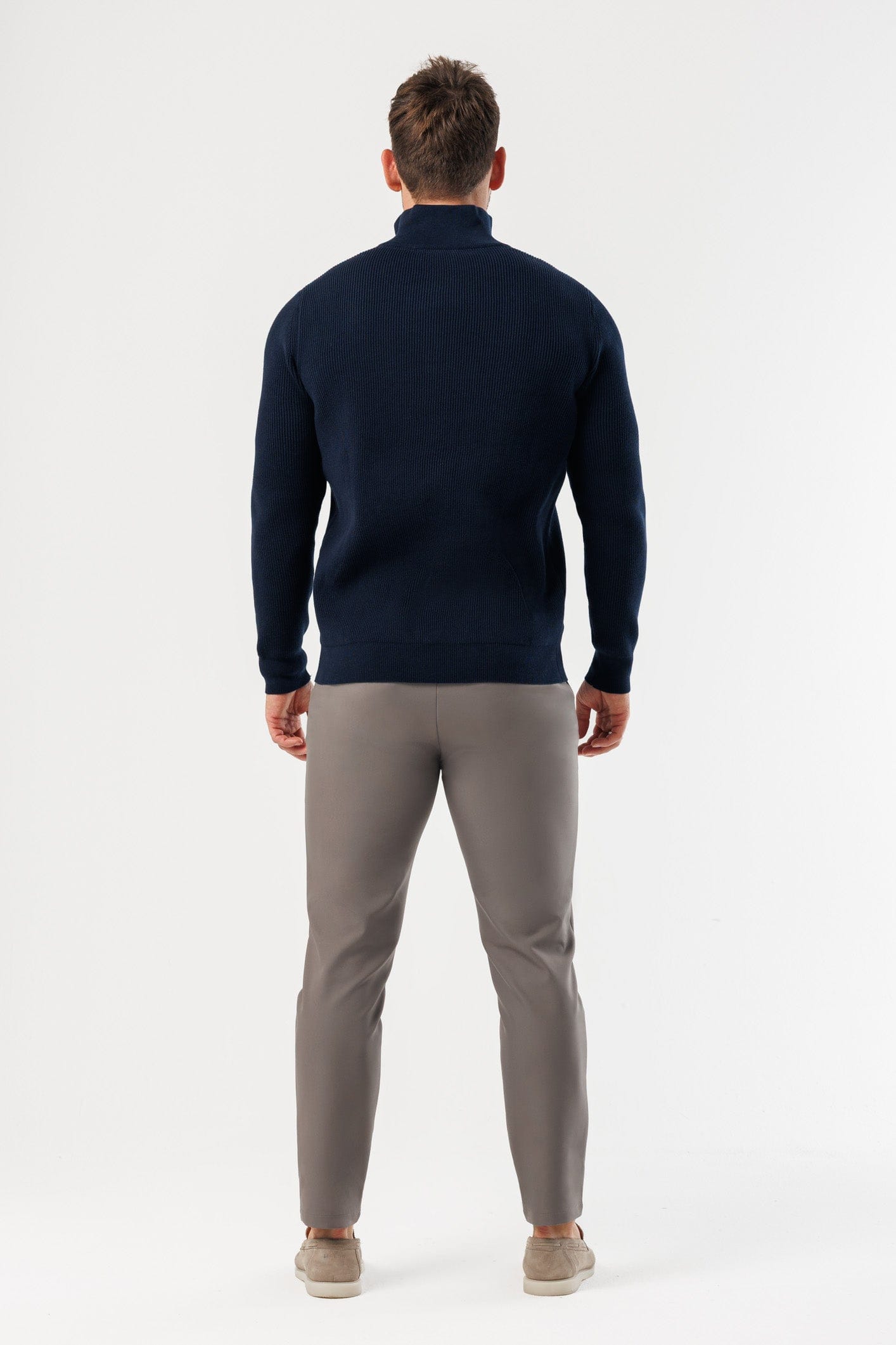 Legend London KNITWEAR RIDGE KNIT QUARTER ZIP - NAVY