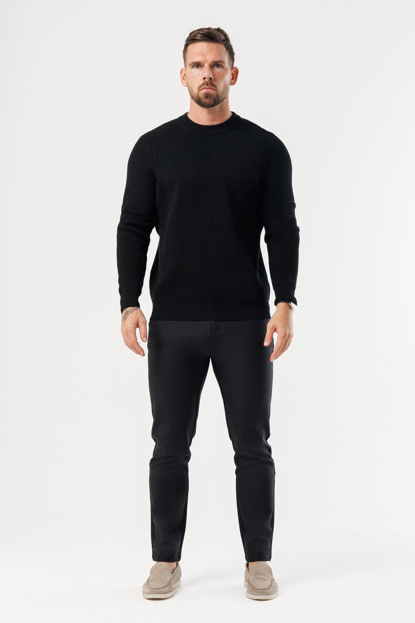 Legend London KNITWEAR RIDGE KNIT SWEATER - BLACK