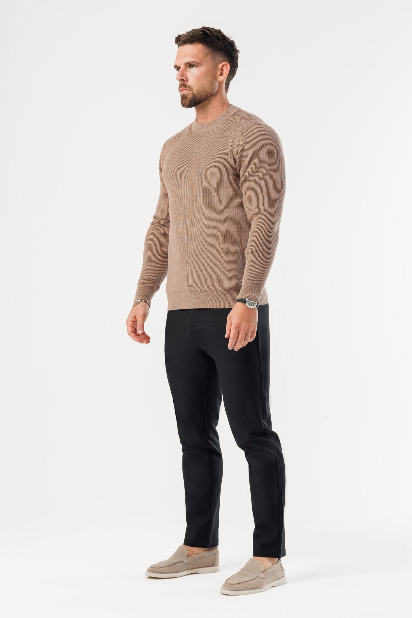 Legend London KNITWEAR RIDGE KNIT SWEATER - BROWN