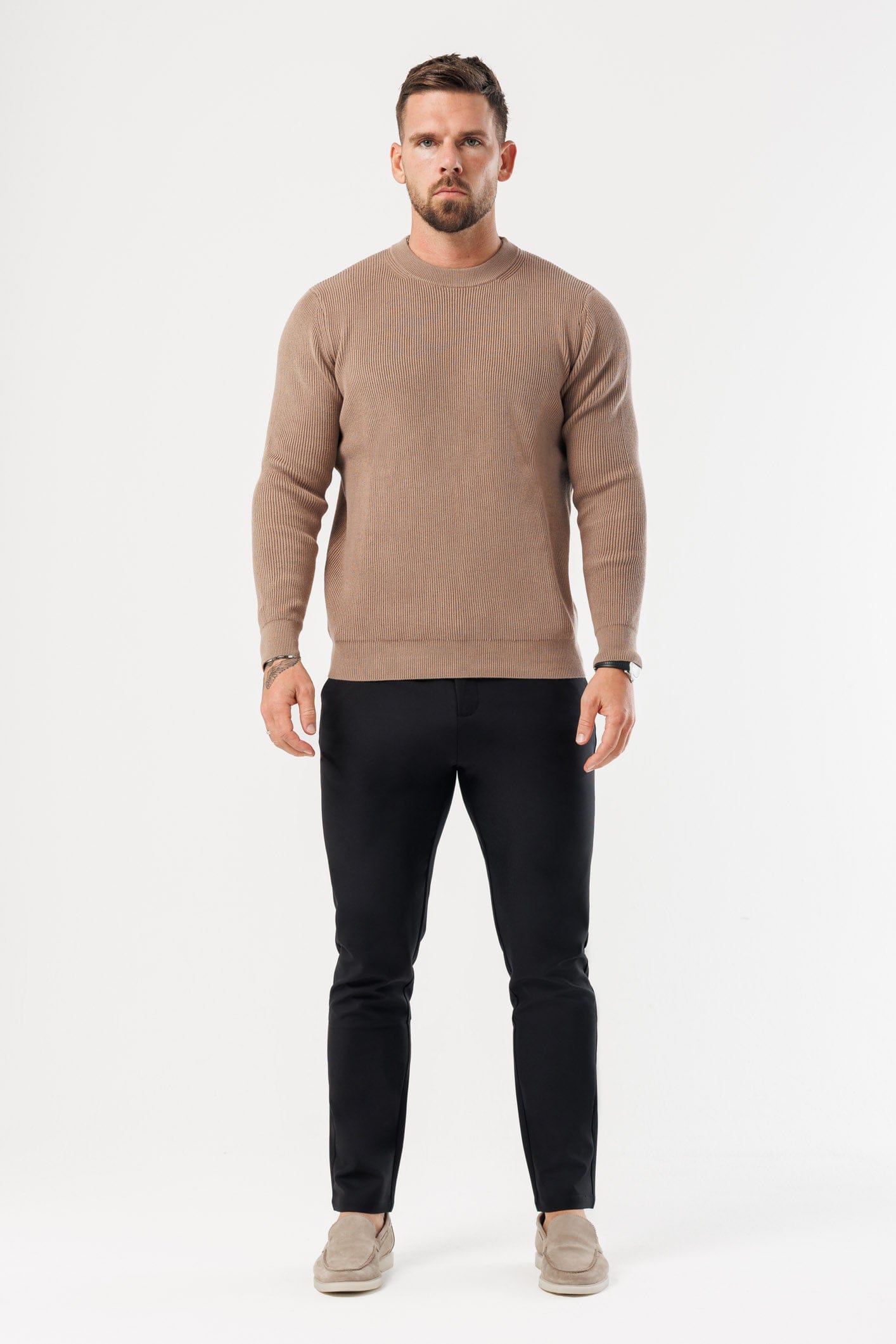 Legend London KNITWEAR RIDGE KNIT SWEATER - BROWN