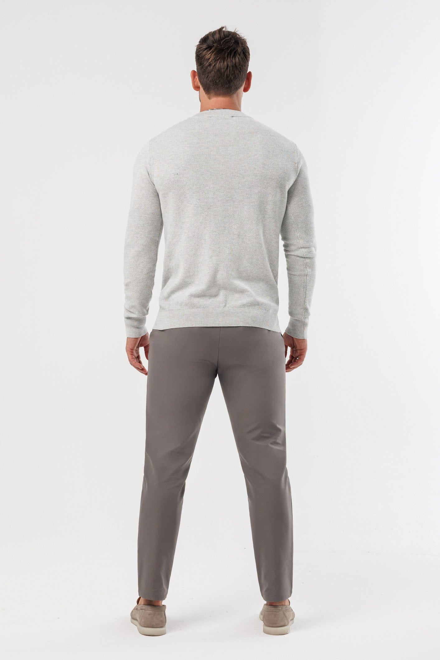Legend London KNITWEAR RIDGE KNIT SWEATER - GREY MARL