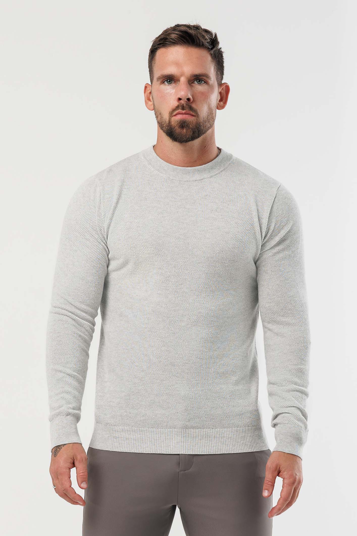 Legend London KNITWEAR RIDGE KNIT SWEATER - GREY MARL