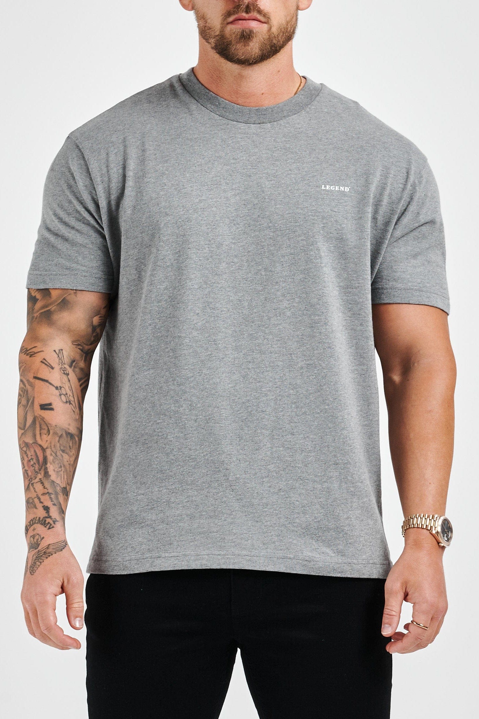 Legend London OUTLET PREMIUM BASICS T-SHIRT (NO LOGO) - DARK GREY MARL