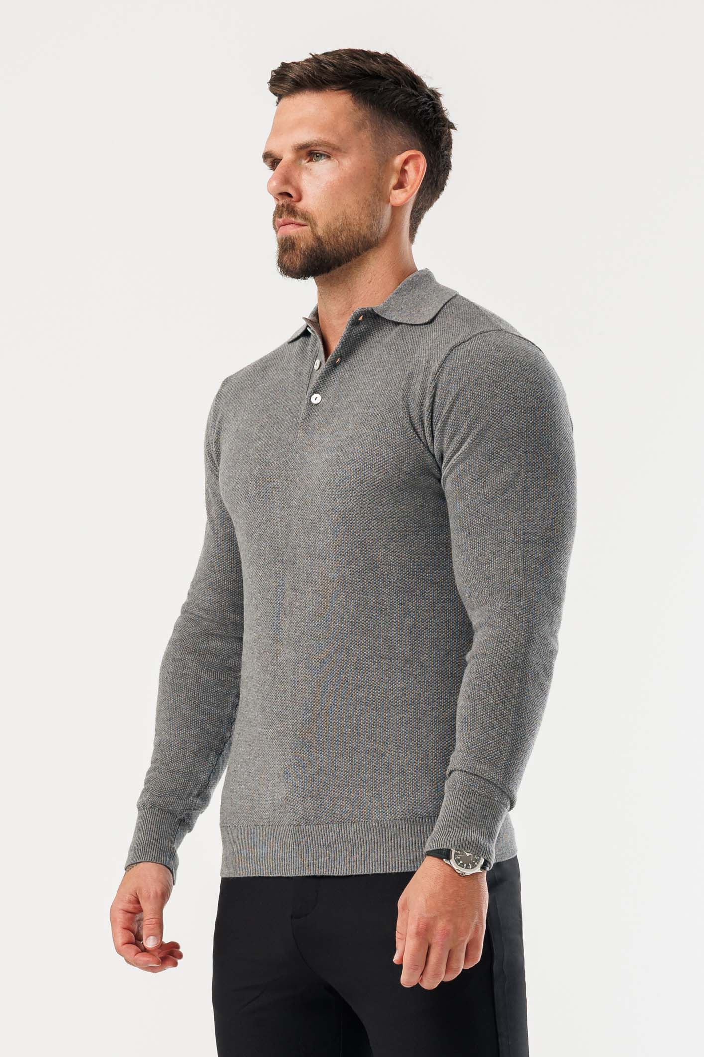 Legend London Polo - COAST COAST LONG SLEEVE POLO - DARK GREY