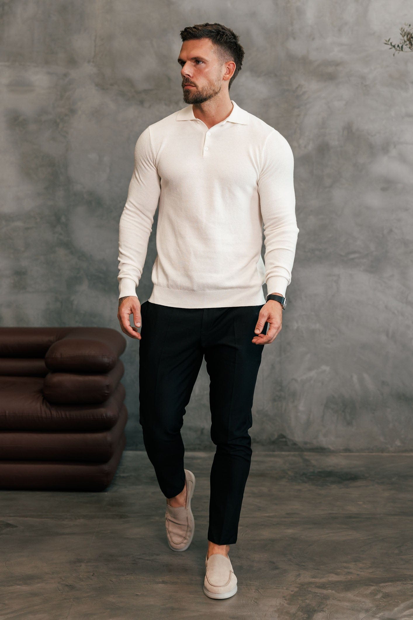 Legend London Polo - COAST COAST LONG SLEEVE POLO - ECRU