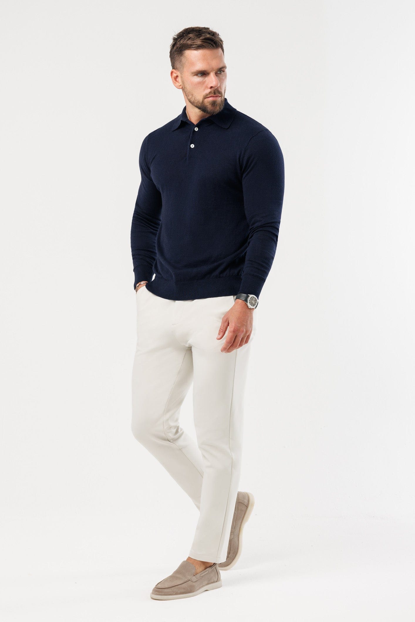 Legend London Polo - COAST COAST LONG SLEEVE POLO - NAVY