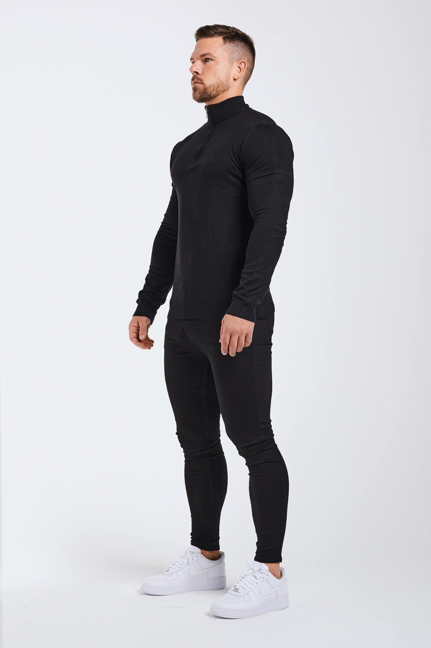 Legend London Polo KNIT MUSCLE FIT SWEATER - BLACK