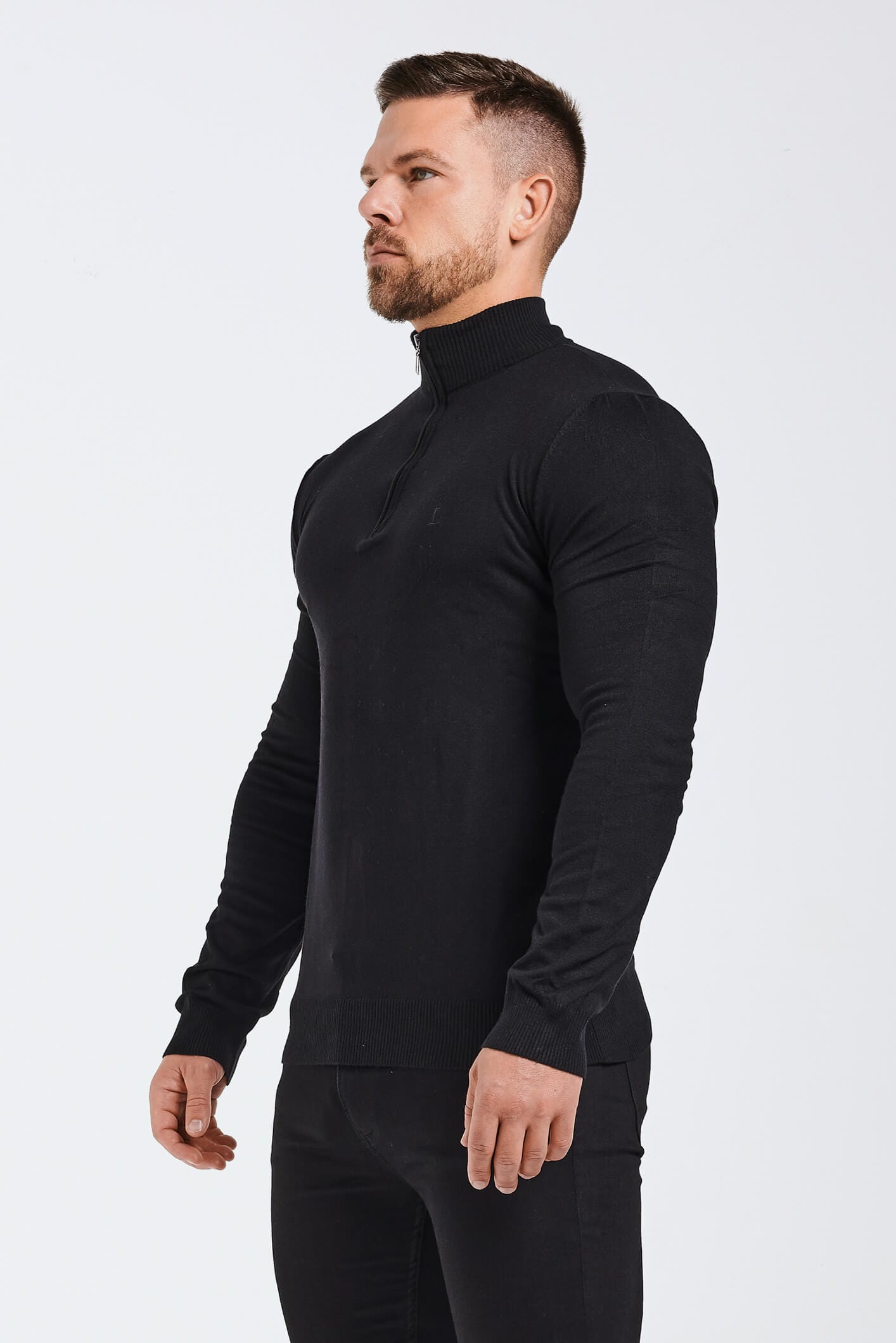 Legend London Polo KNIT MUSCLE FIT SWEATER - BLACK