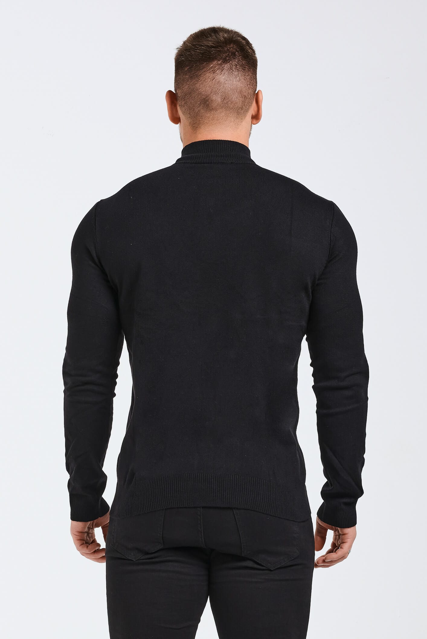 Legend London Polo KNIT MUSCLE FIT SWEATER - BLACK