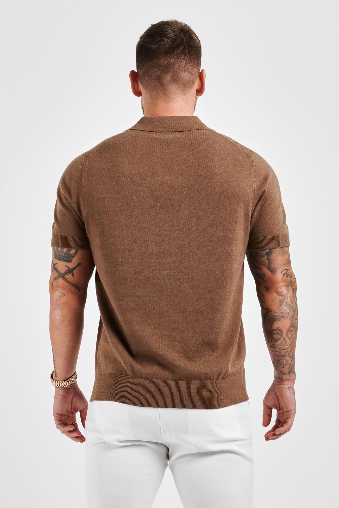 Legend London Polo LEGEND OPEN COLLAR POLO SHIRT - BROWN