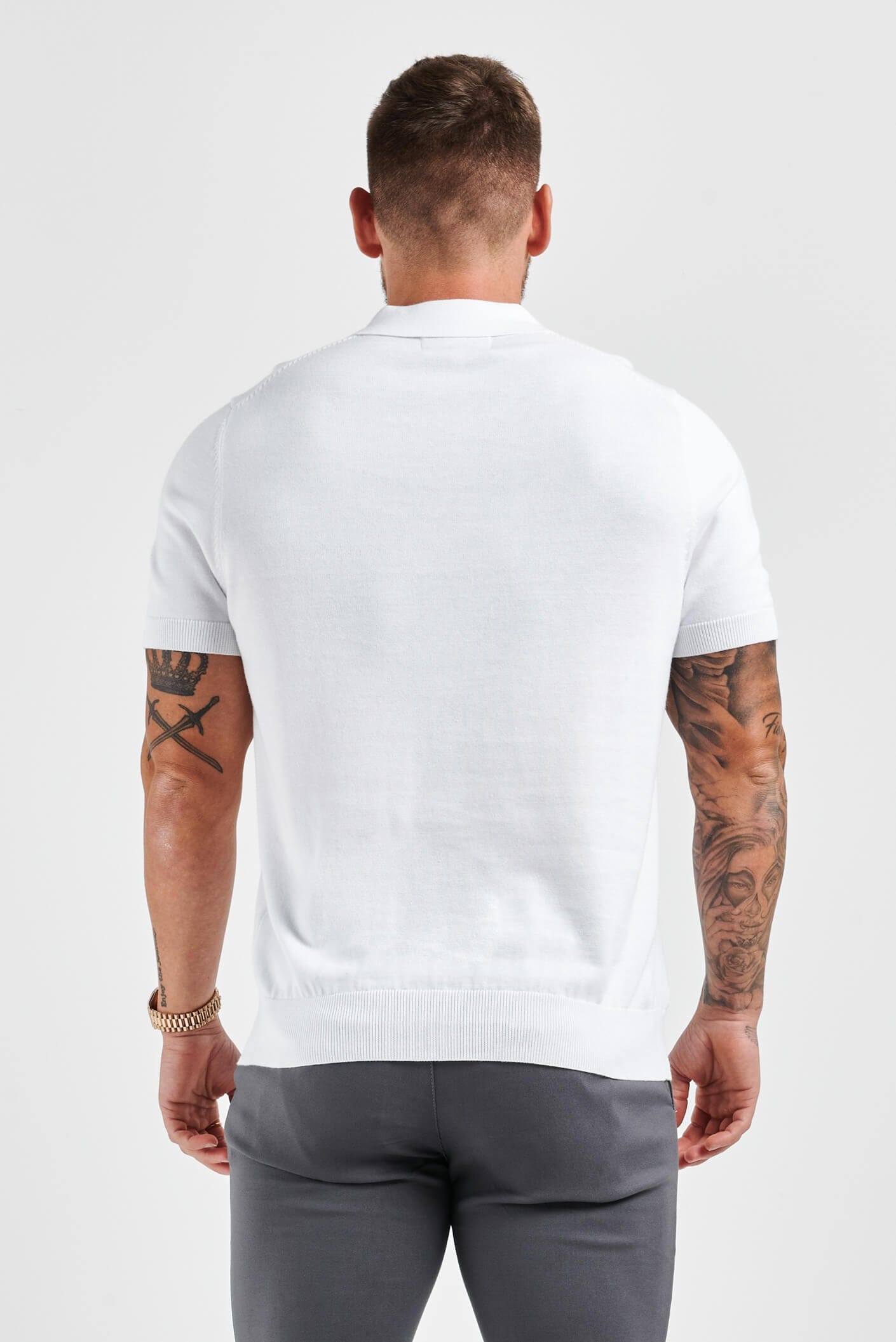 Legend London Polo LEGEND OPEN COLLAR POLO SHIRT - WHITE