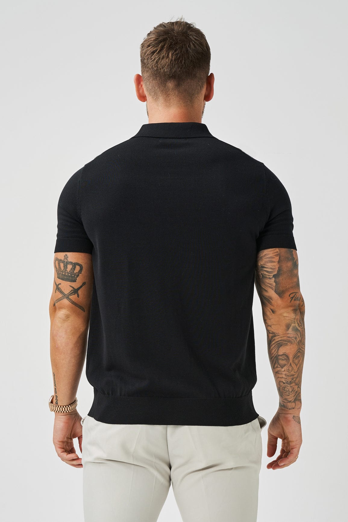 Legend London Polo OPEN COLLAR POLO - BLACK