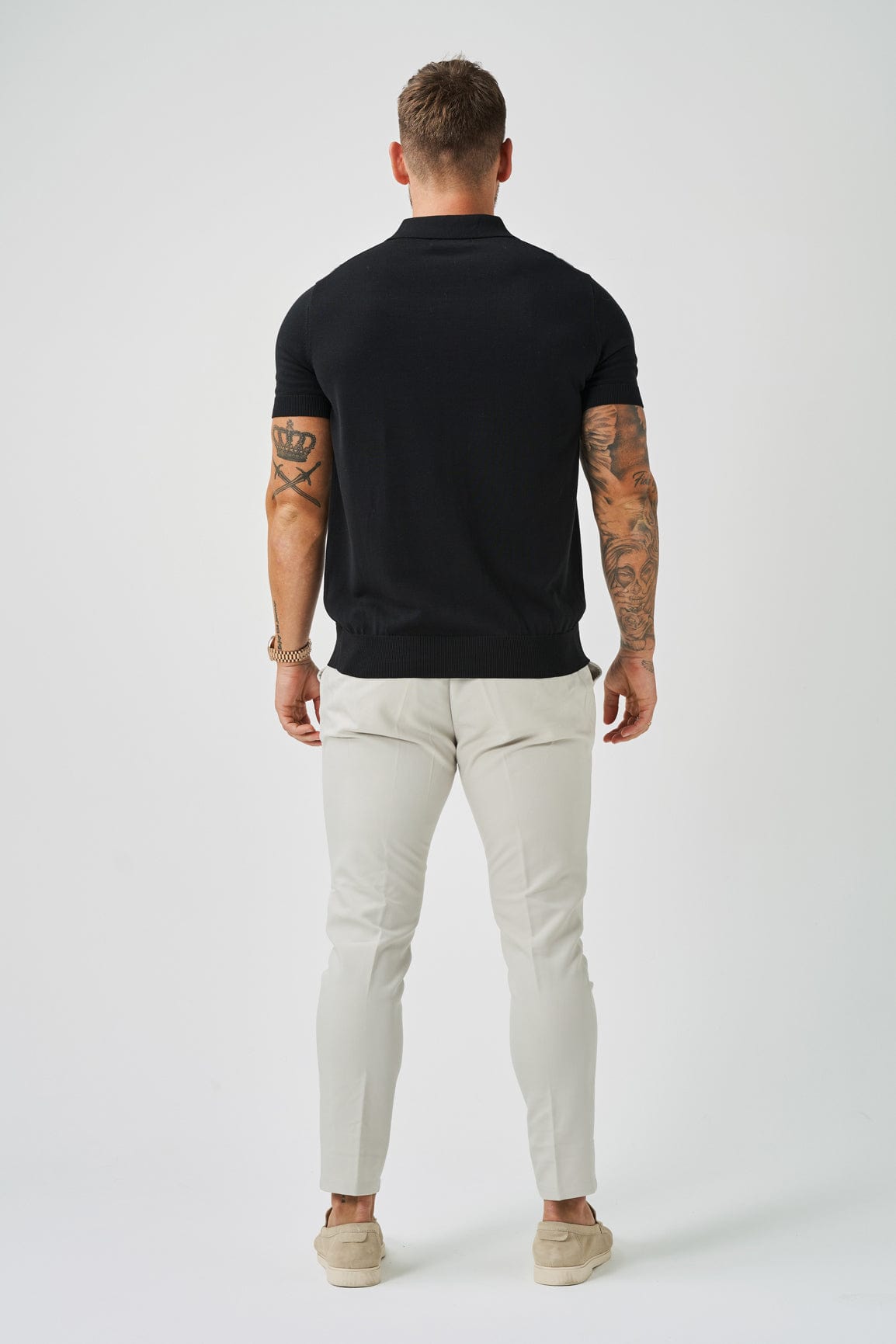 Legend London Polo OPEN COLLAR POLO - BLACK