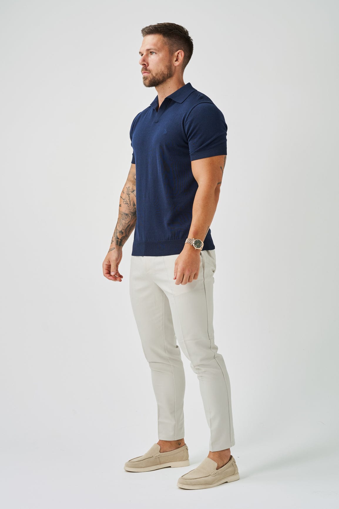 Legend London Polo OPEN COLLAR POLO - NAVY