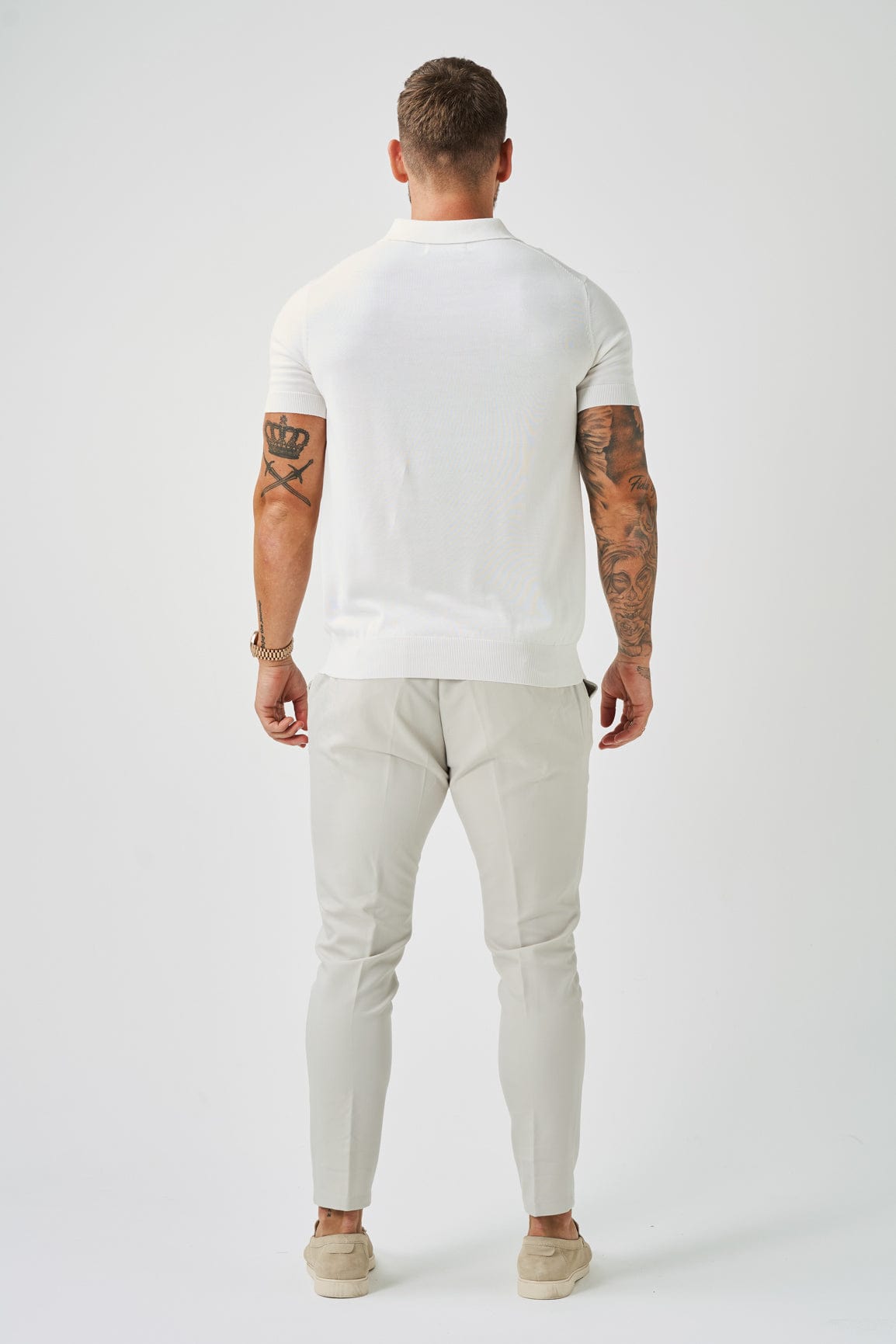 Legend London Polo OPEN COLLAR POLO - OFF WHITE