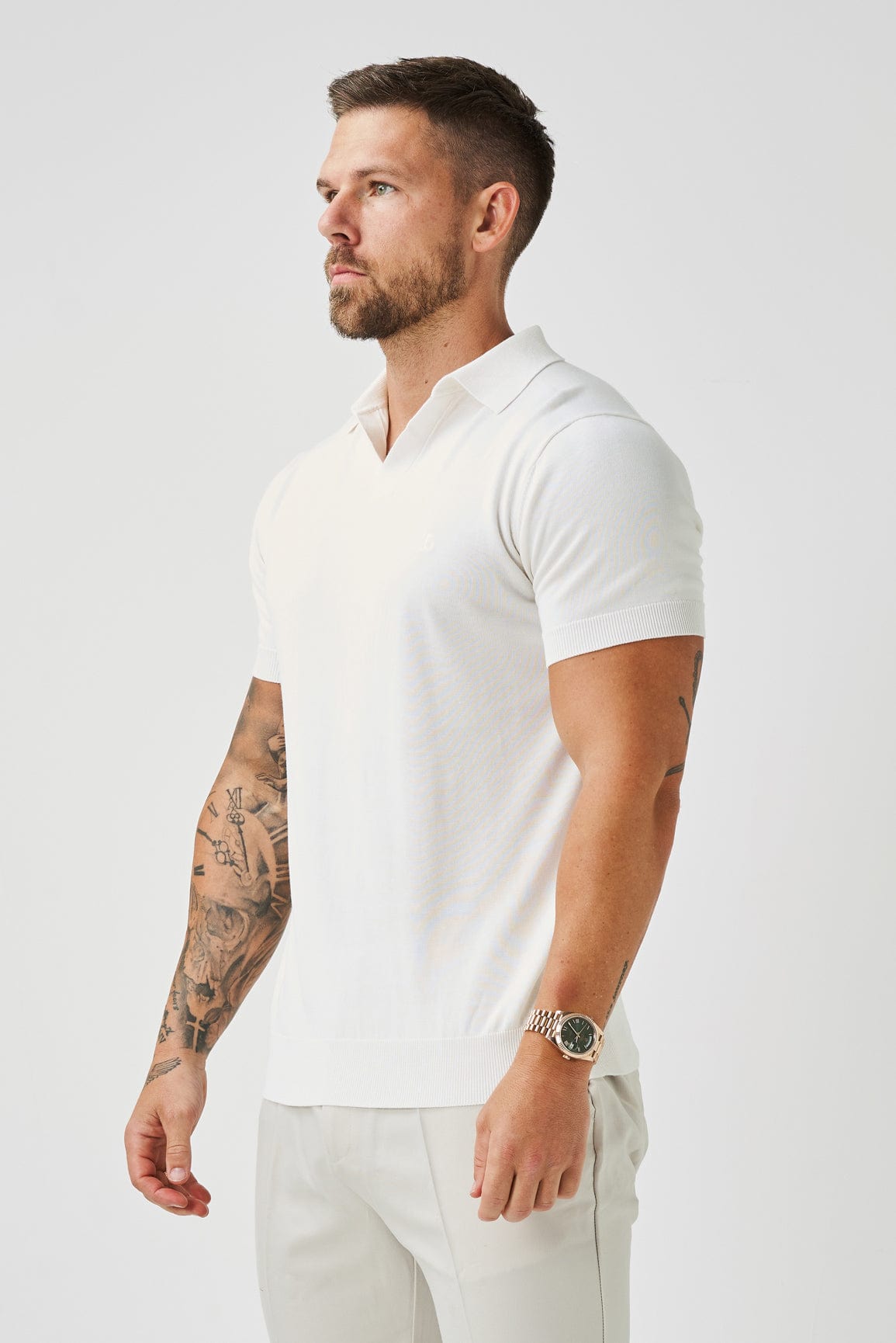 Legend London Polo OPEN COLLAR POLO - OFF WHITE